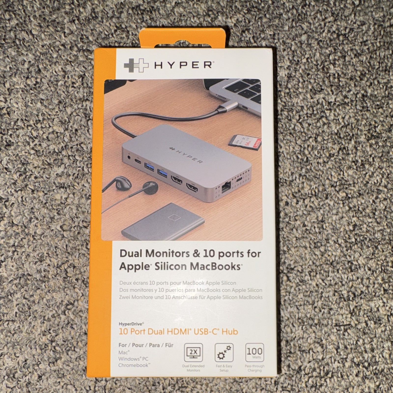 Hyper HyperDrive 10-Port Dual HDMI USB-C Dock, Ethernet, SD Reader, Gray