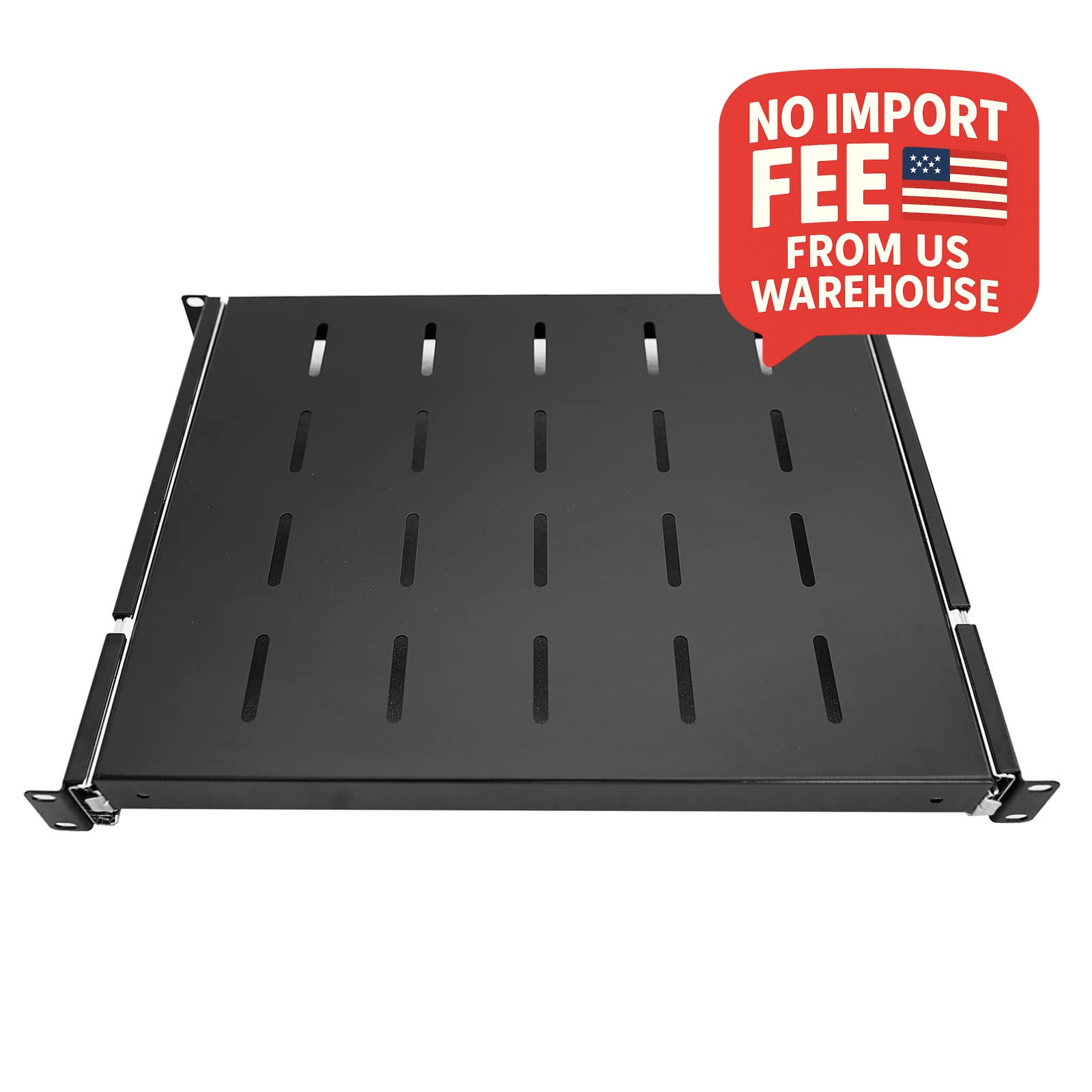 2x Sliding Rack Server Shelf Rack 1U 19" 4 Post Rack Mount-Adjustable 15"-22"