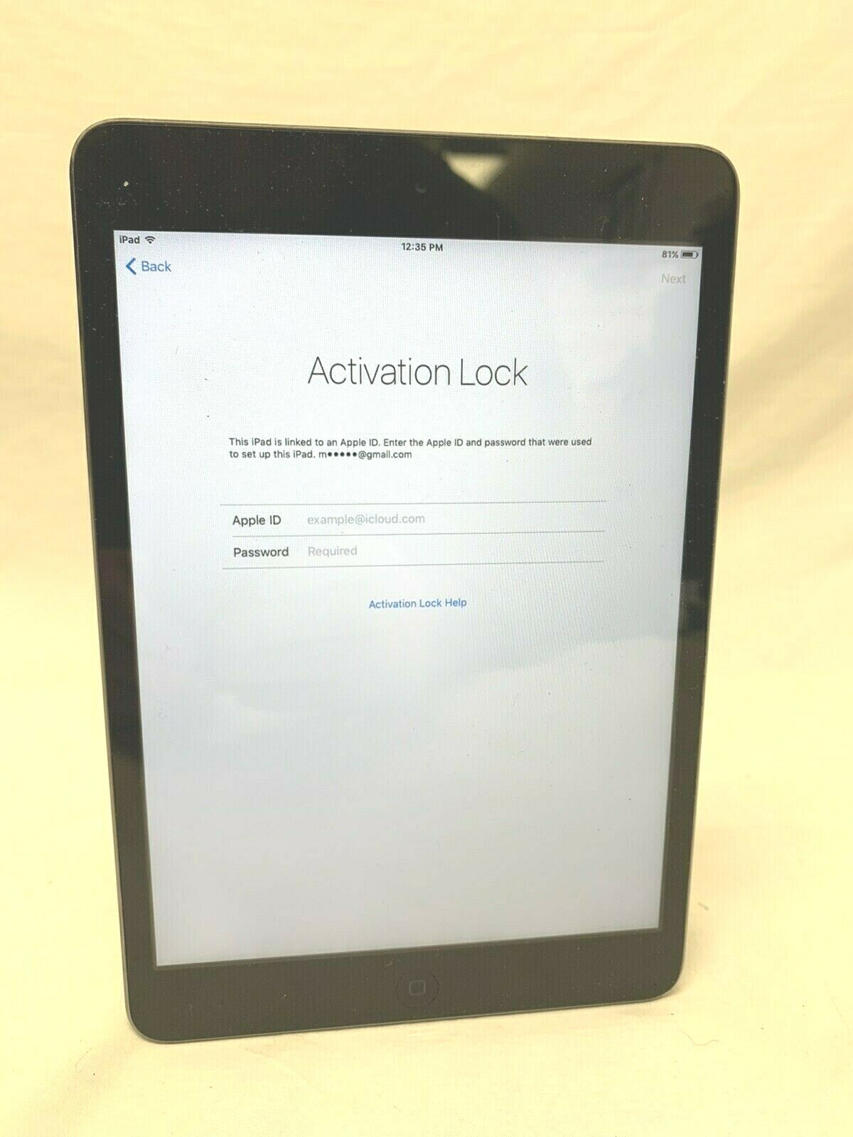 Apple iPad mini Wi-Fi (A1432) Wi-Fi Black Needs Reset Password 
