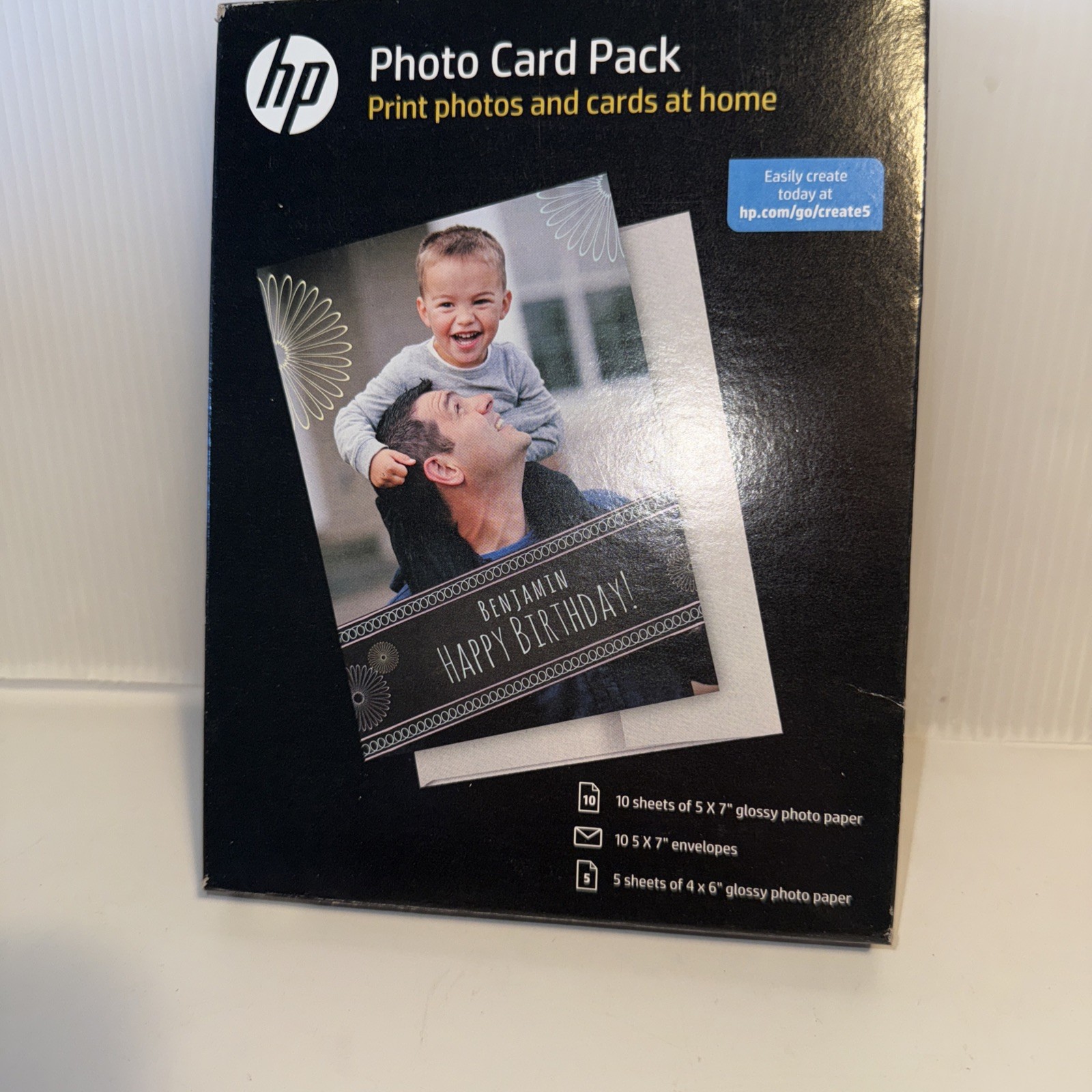 NIB HP Photo Card Pack 10 Sheets 5x7 w/Envelopes+5 Sheets 4x6 Glossy Photo Paper