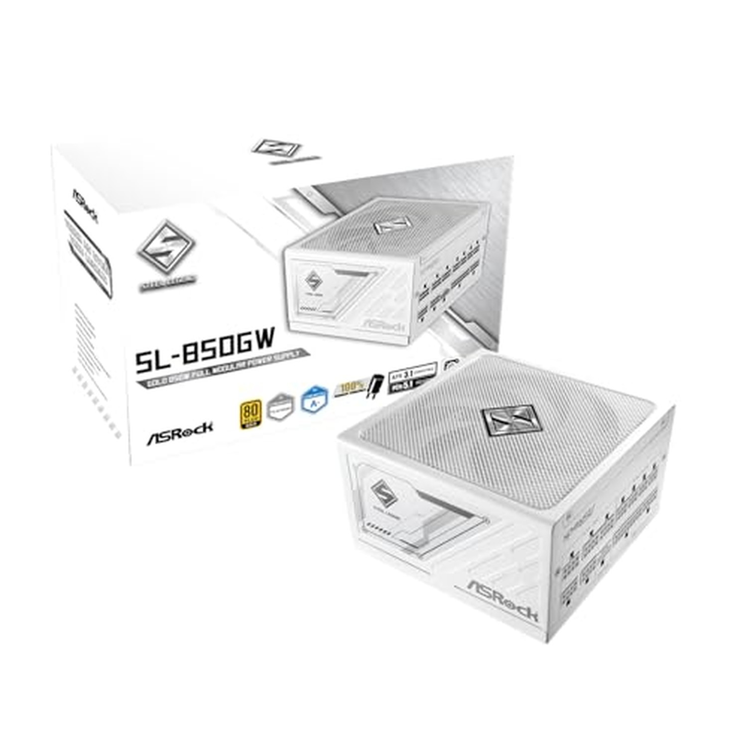 ASRock Steel Legend White Edition SL-850GW 850W ATX 3.1 PCle 5.1 Full Modular...