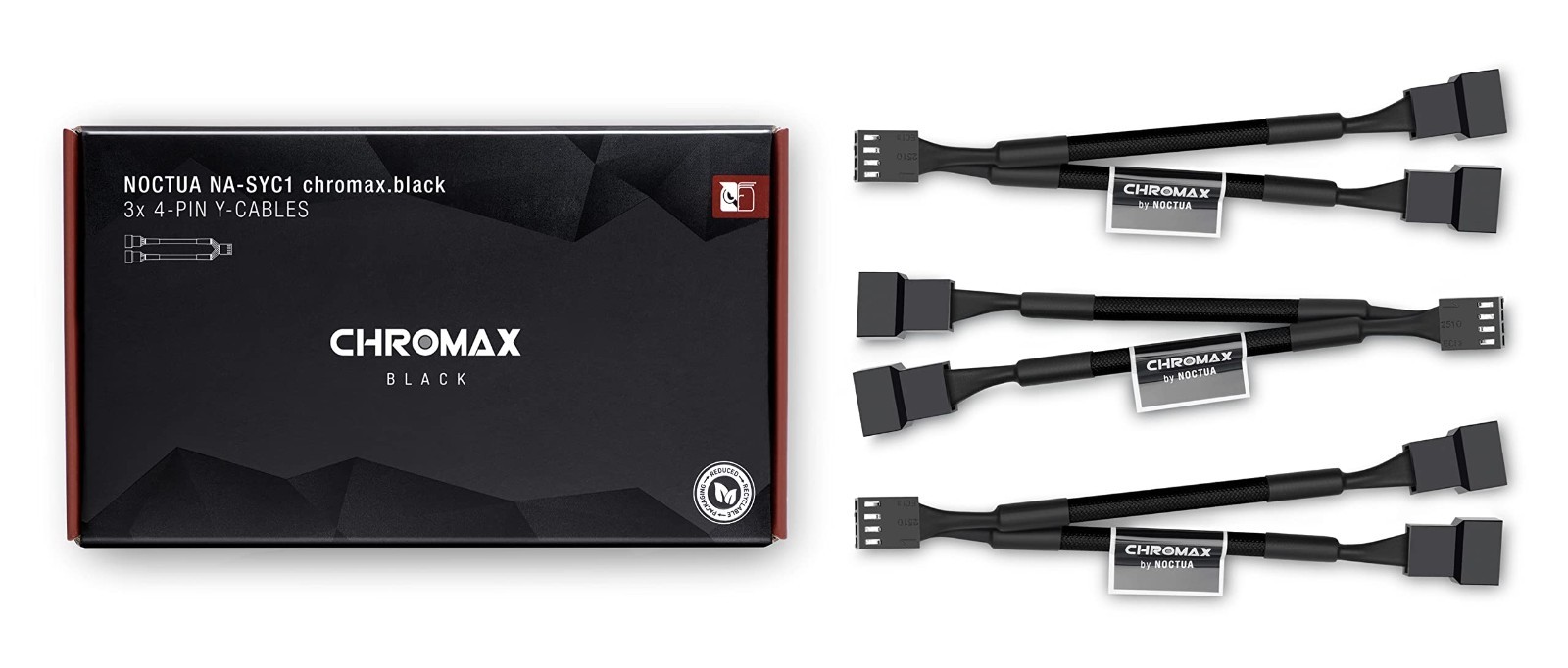 Noctua NA-YC1 chromax.black 3-Pack 4-Pin PWM PC Fan Splitter Cables