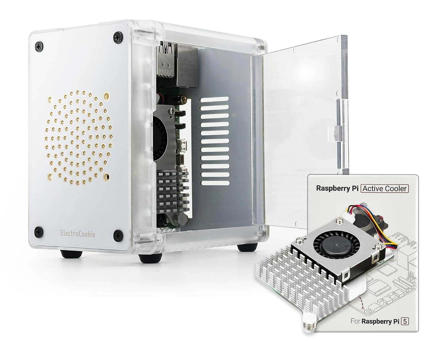 Raspberry Pi 5 Official ElectroCookie Mini PC Case with Side Door Access