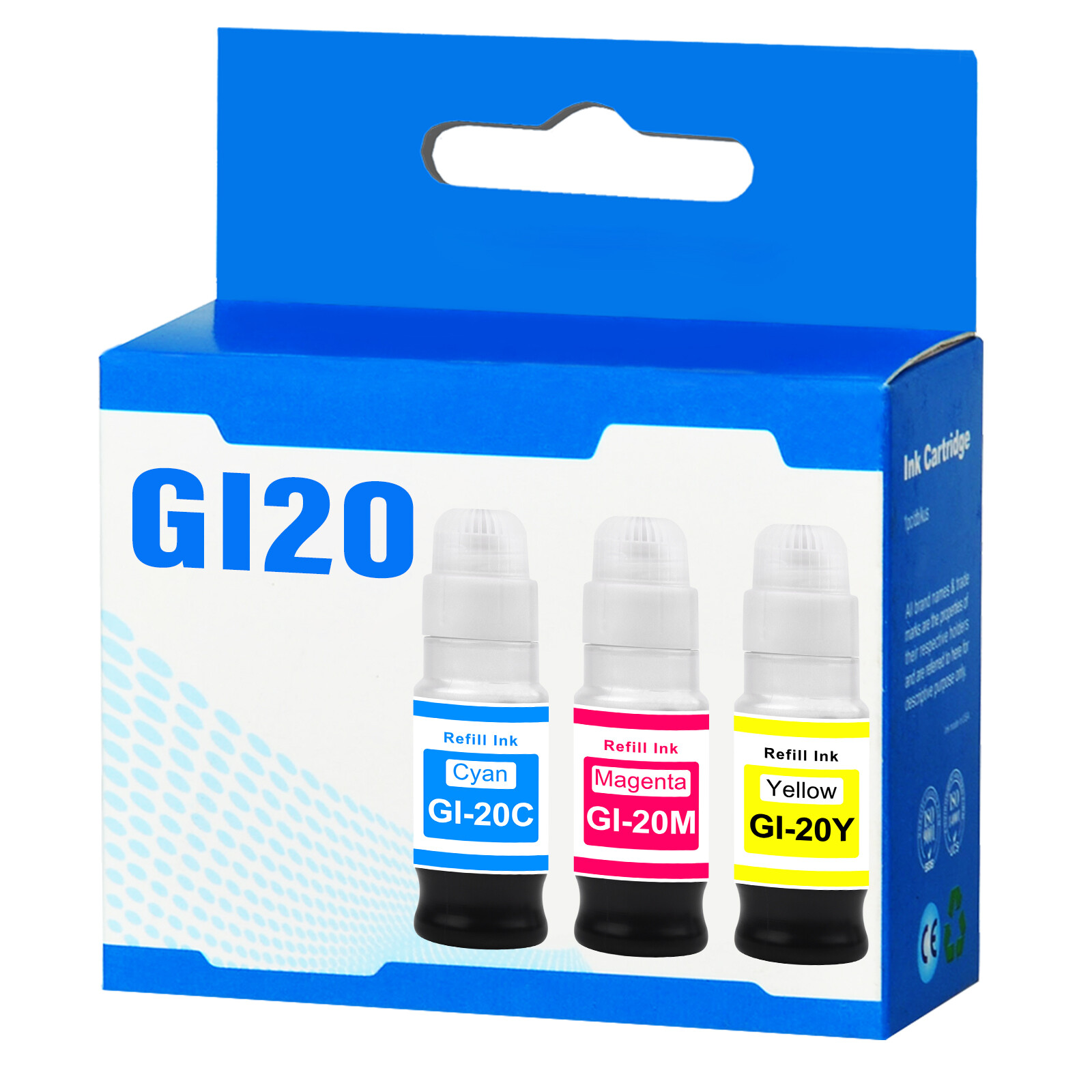 3PK CYM GI20 GI-20 Color Ink Cartridge For Canon PIXMA G6020 G7020 G5020 Printer