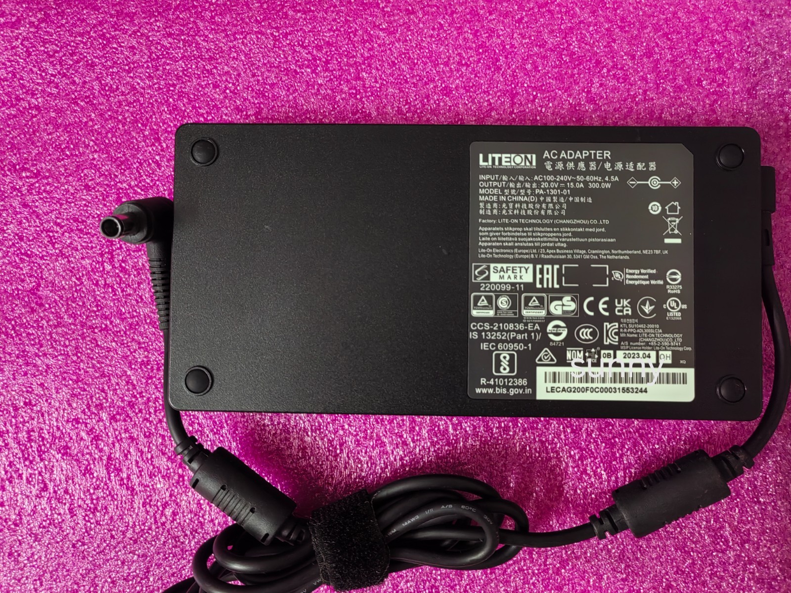 Genuine LITEON 20V 15A PA-1301-01 7.4mm Pin 300W AC Adapter Series Gaming Laptop