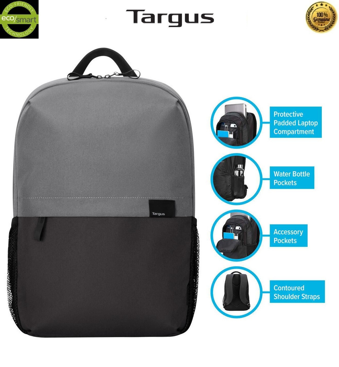 TARGUS [Sagano Eco-Smart] Laptop Carrying Case Campus Backpack (15.6" Notebooks)