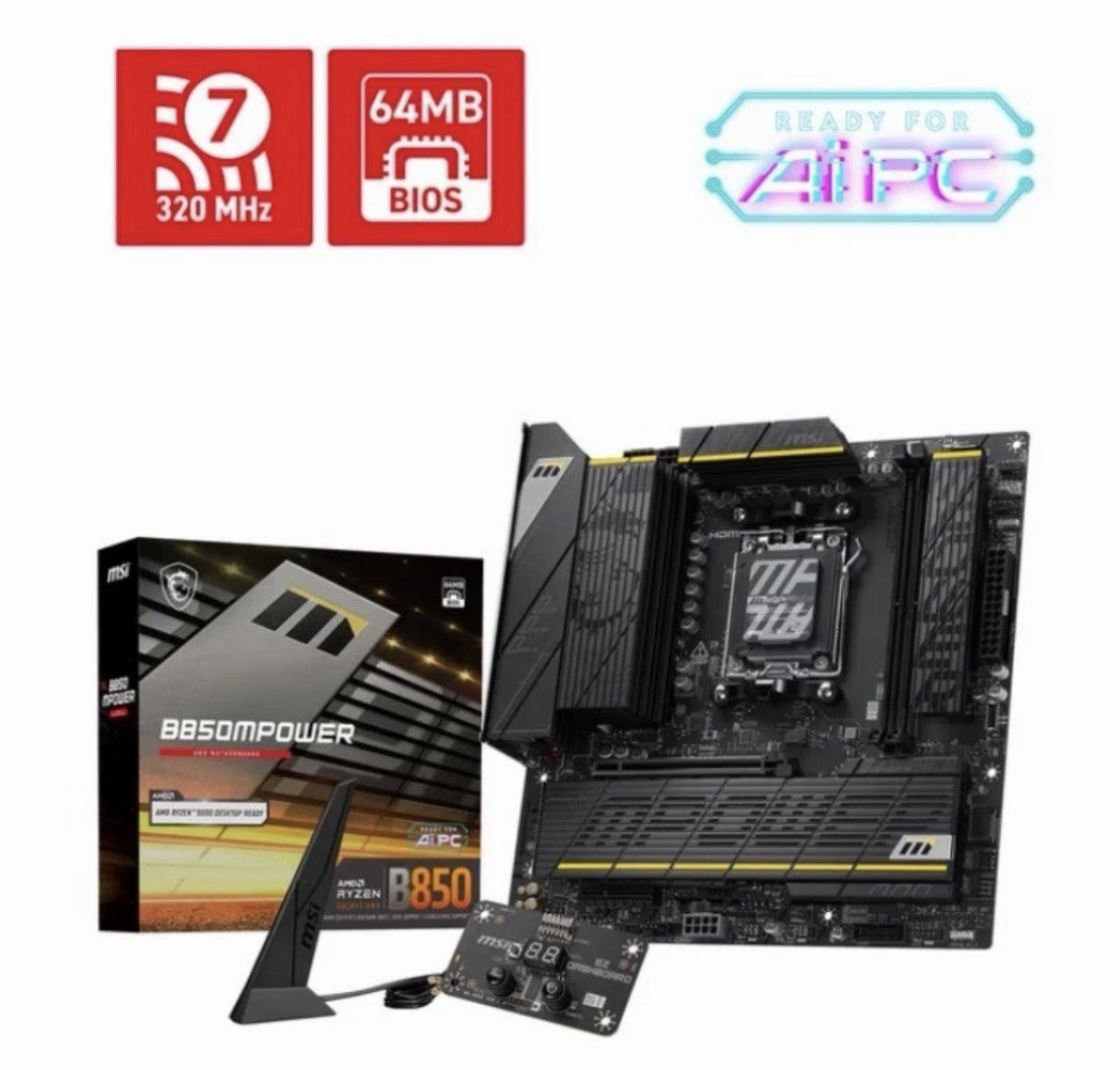 MSI B850M POWER AM5 Wi-Fi 7 M-ATX overclocking motherboard//