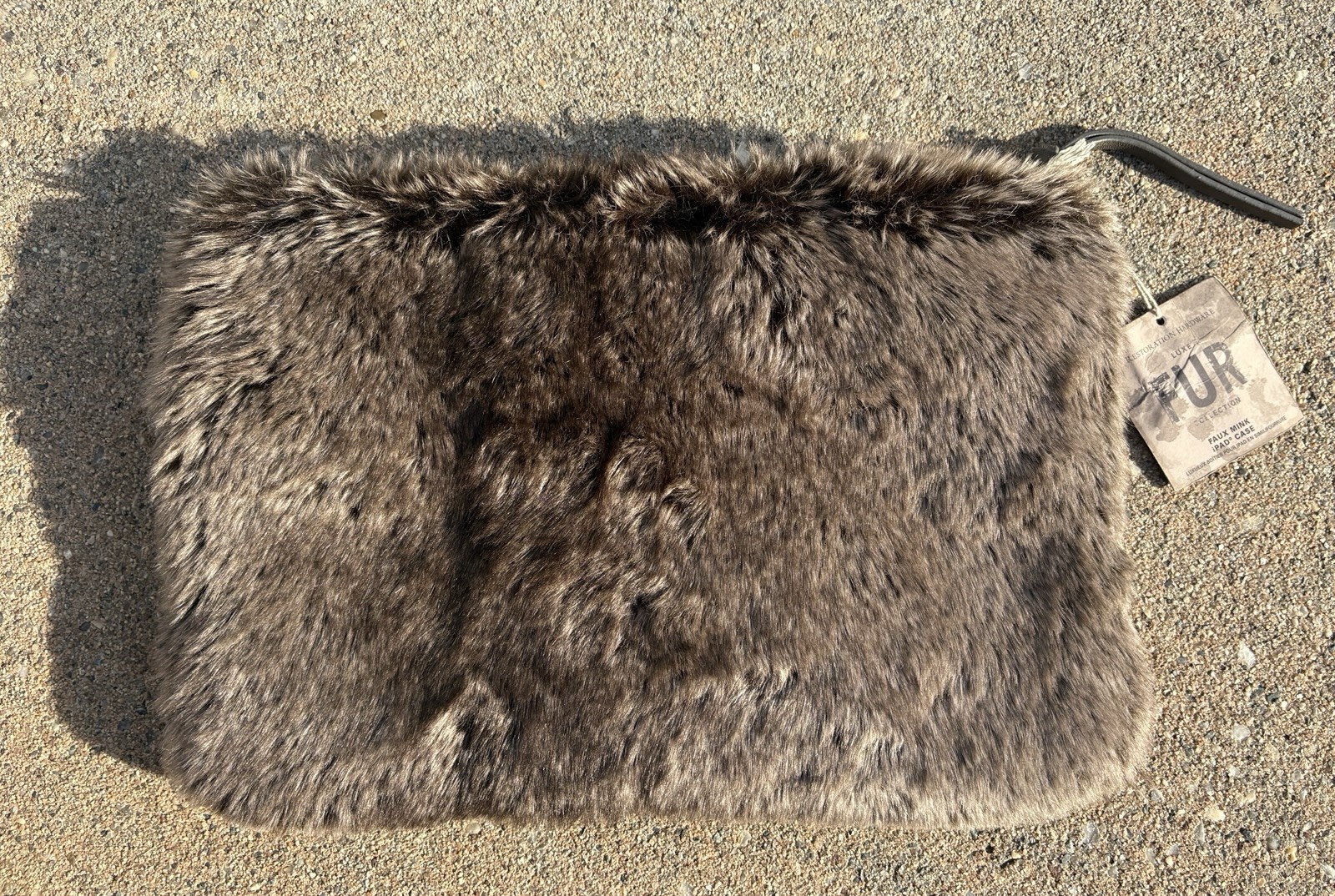 Restoration Hardware RH Faux Fur iPad Tablet Carrying Case Clutch Bag 9”x13”