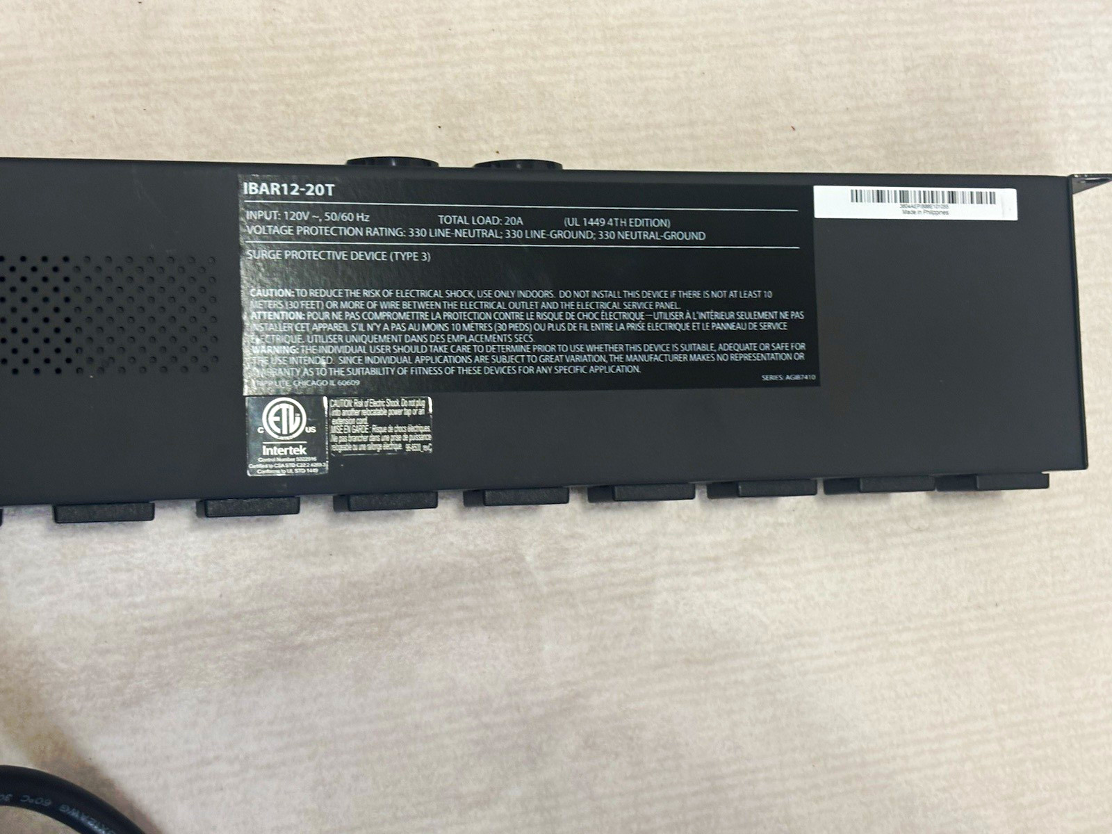 Tripp Lite IBAR12-20T 12-Outlet 1U Rackmount PDU Surge Protector 20A 120V
