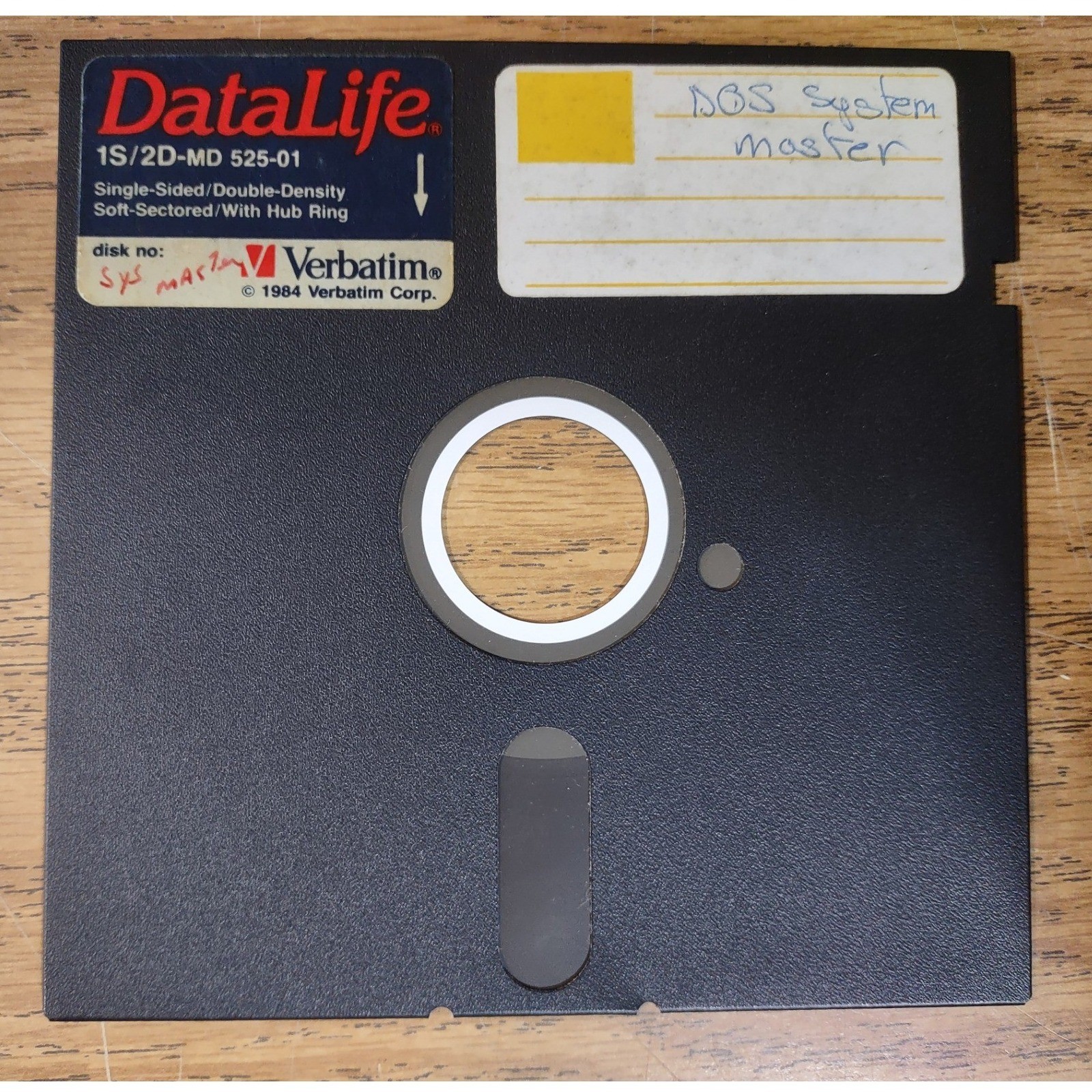 Verbatim DataLife 5.25 Floppy Disk 1S/2D-MD 525-01 DOS System Master 1984 Disk