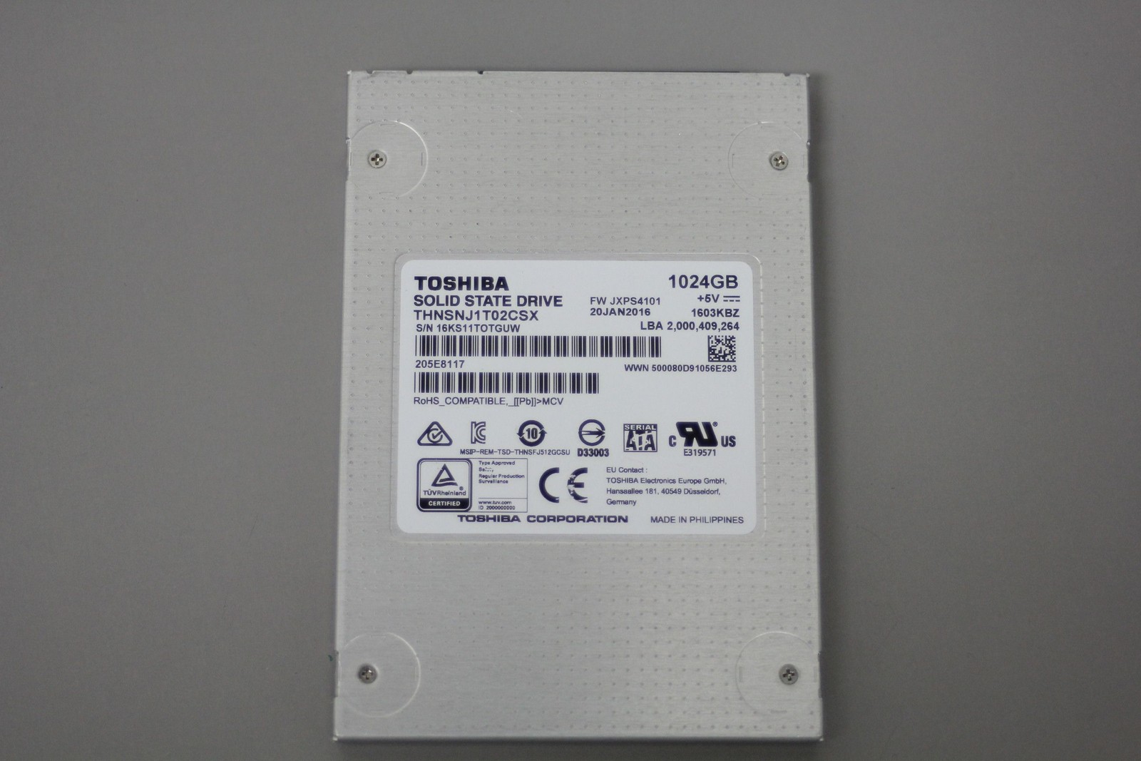 Toshiba THNSNJ1T02CSX 1TB Solid State Drive SSD 2.5 Inch SATA 70%-79% Health
