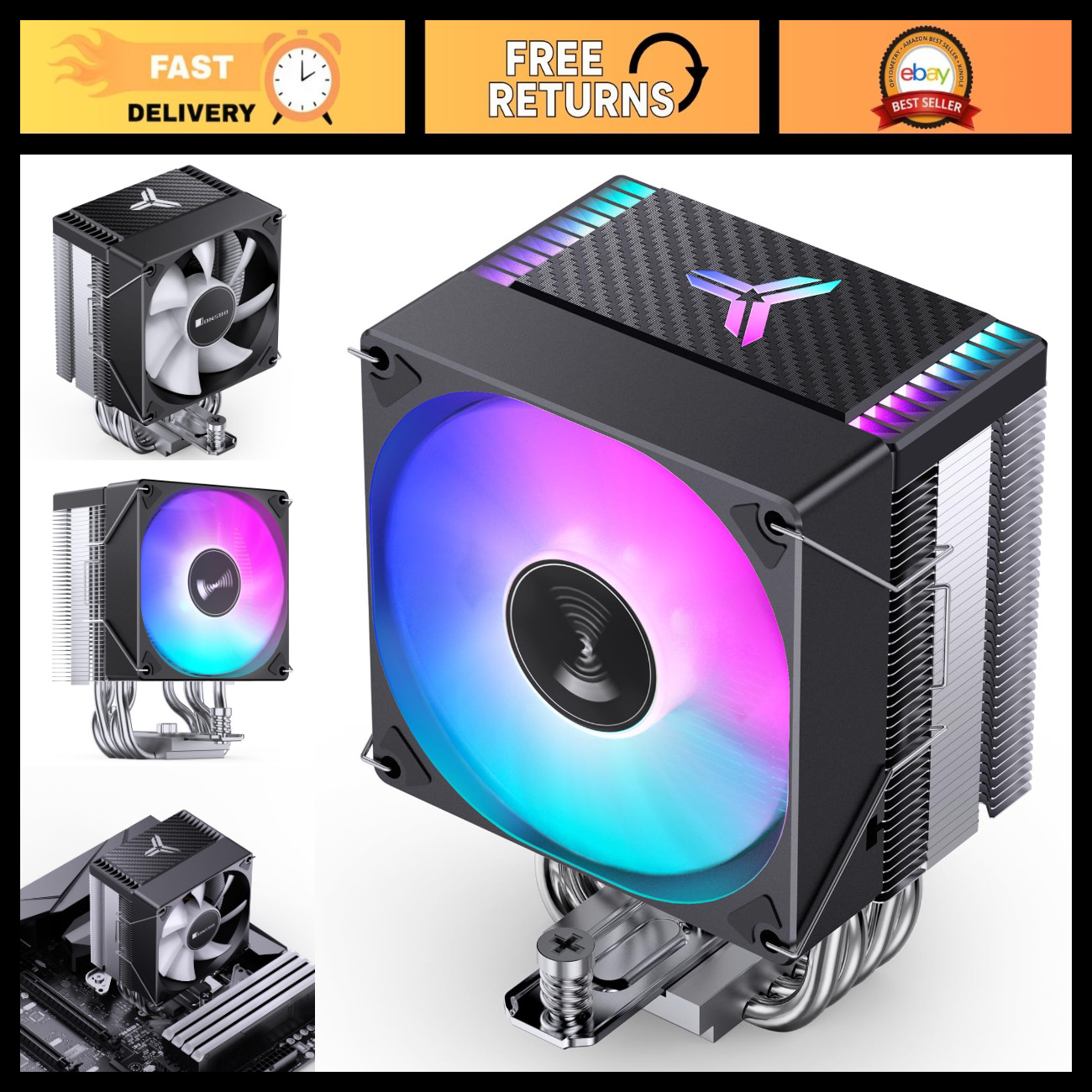 9cm CPU Cooler Air Tower Radiator, Silent Heatsink, RGB Fan for AMD/Intel LGA170