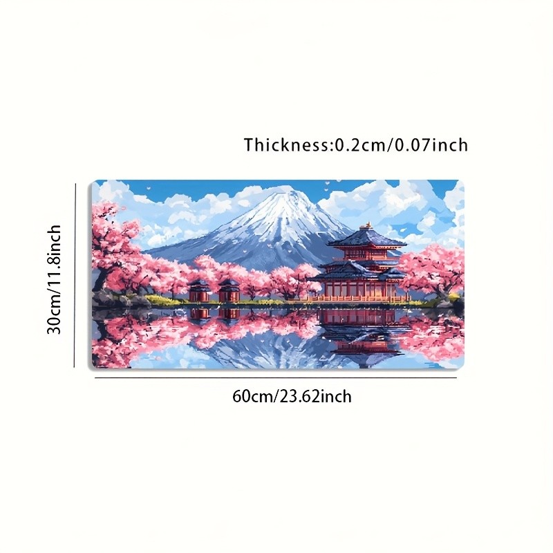 1pc Large Size Esports Gaming Mouse Pad, Pixel Art Cherry Blossom Landscape Ar