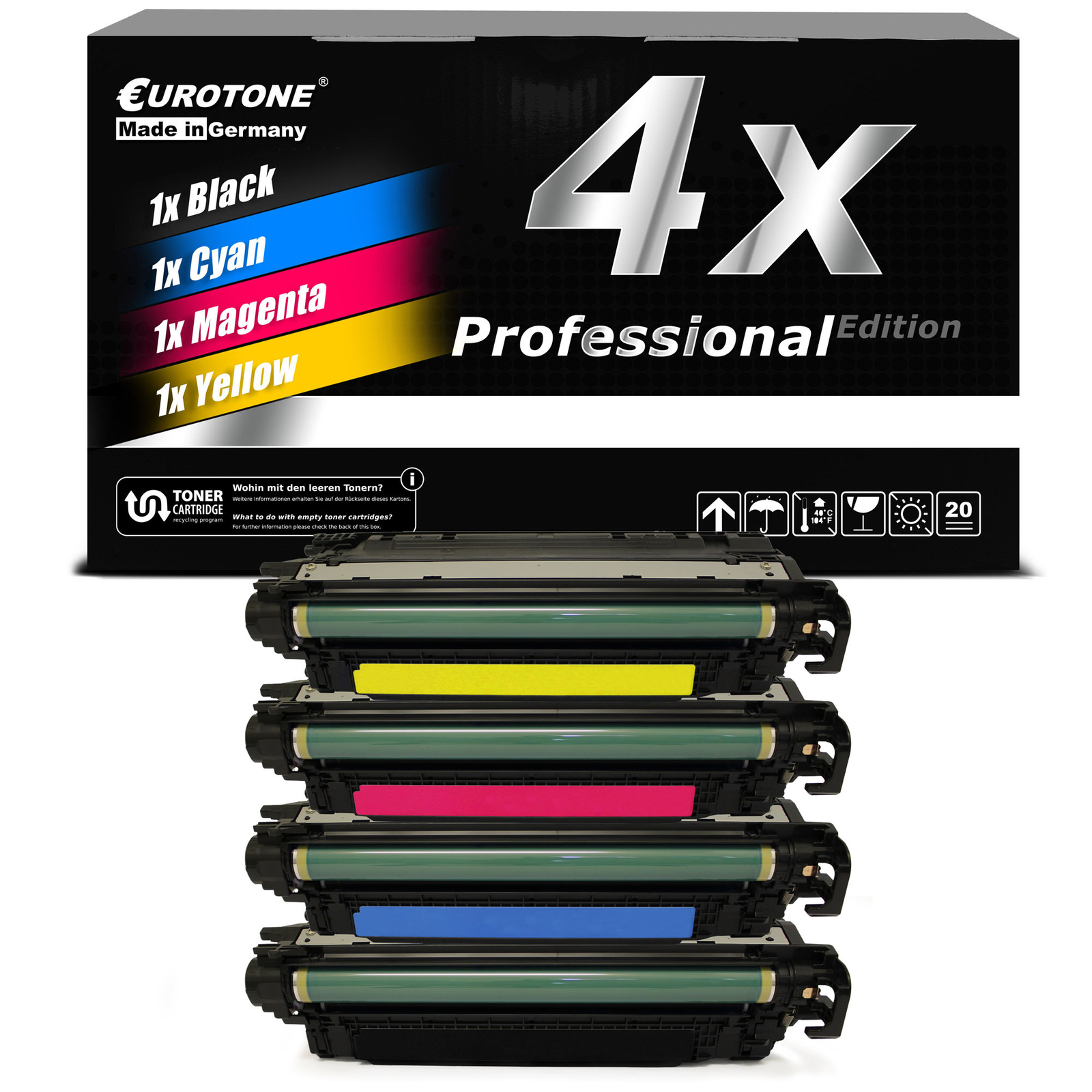 4x Eurotone PRO Compatible HP Laser Toner Cartridge 307A CE740A-CE743A