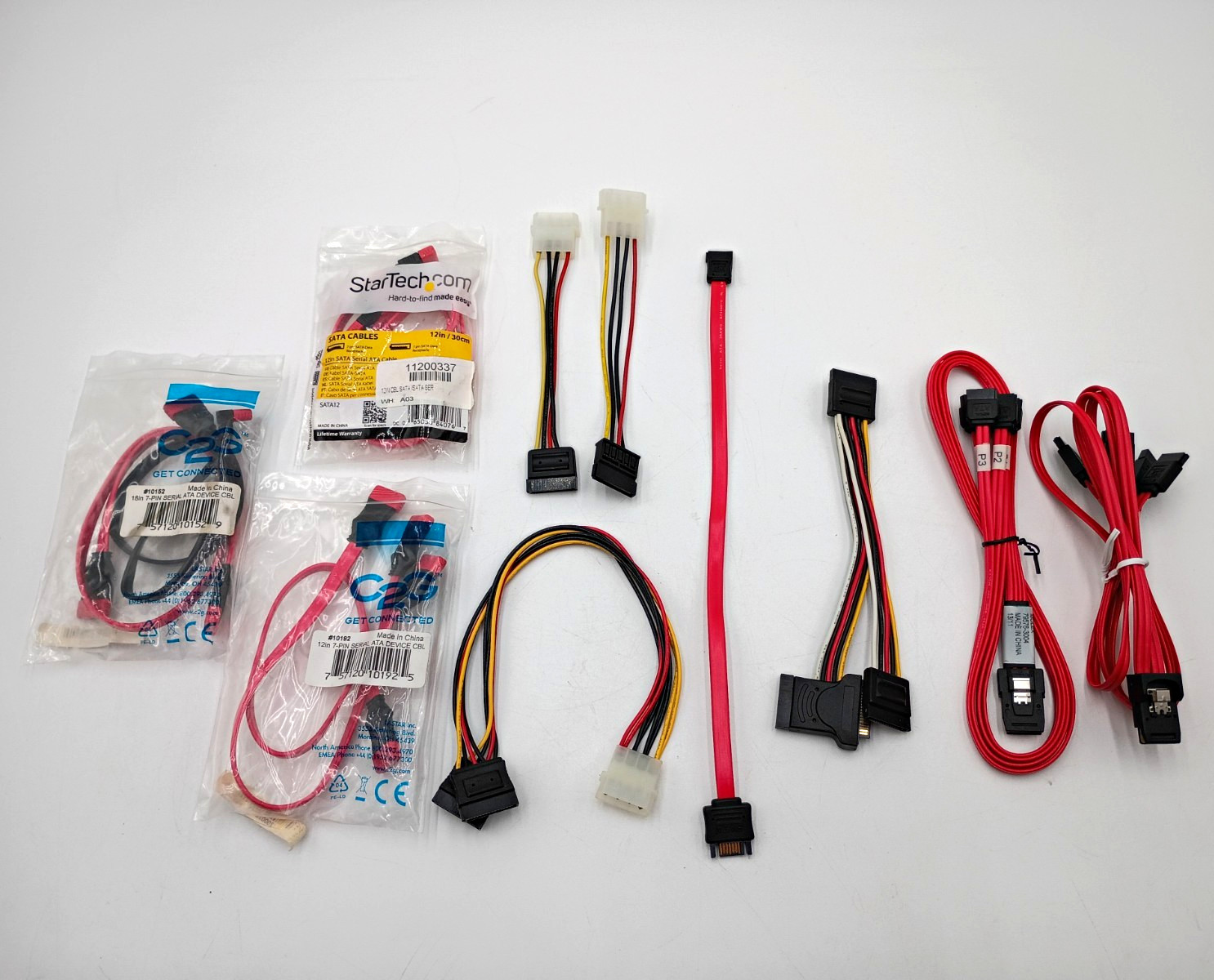 Lot of 10 PC Server Storage Cables - Mini-SAS SFF-8087 Molex C2G StarTech SATA