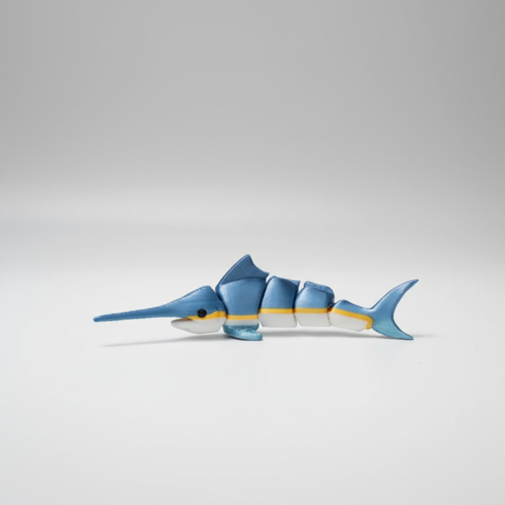 Articulated Swordfish Toy - Mini 3D Printed Fidget Fish