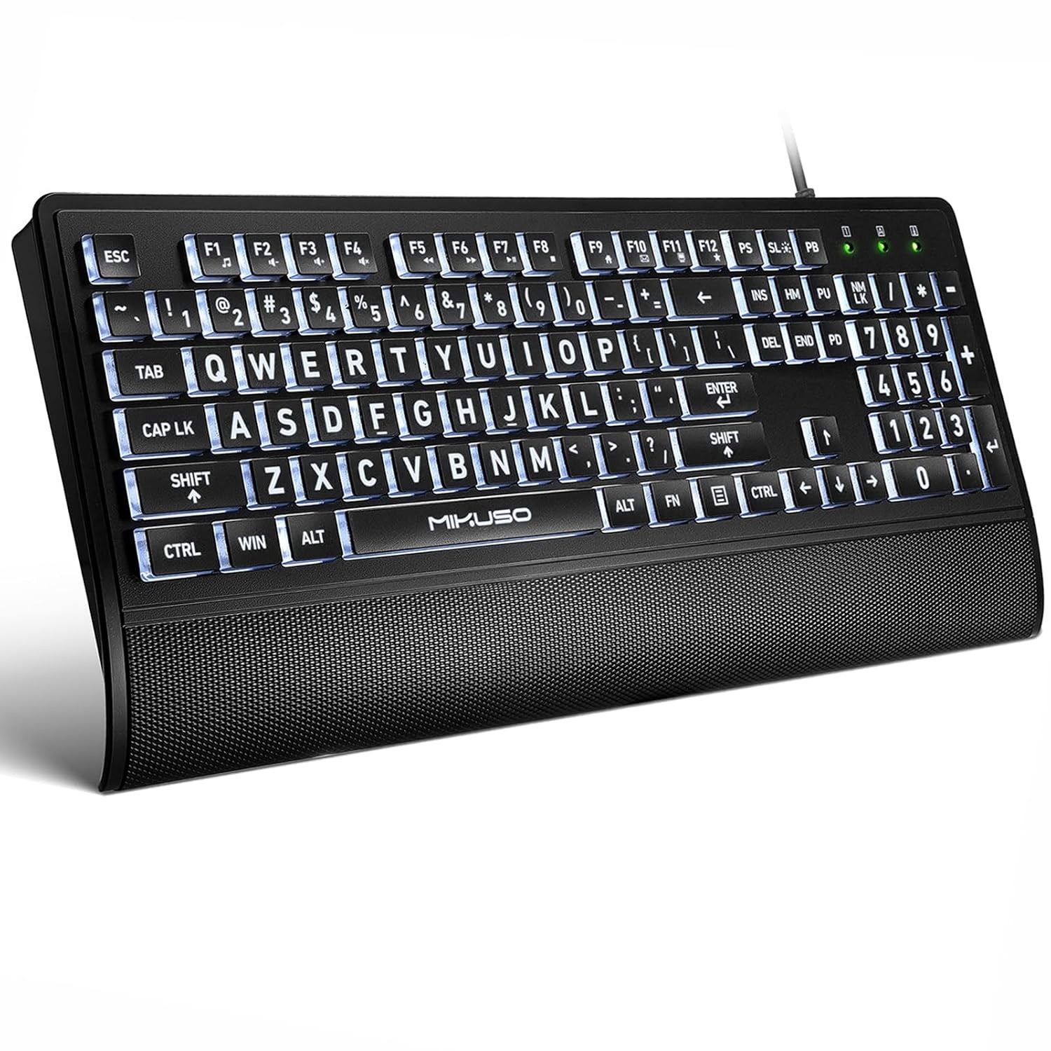 Wired Large Print Backlit Senior Friendly Low Vision USB Keyboard Black