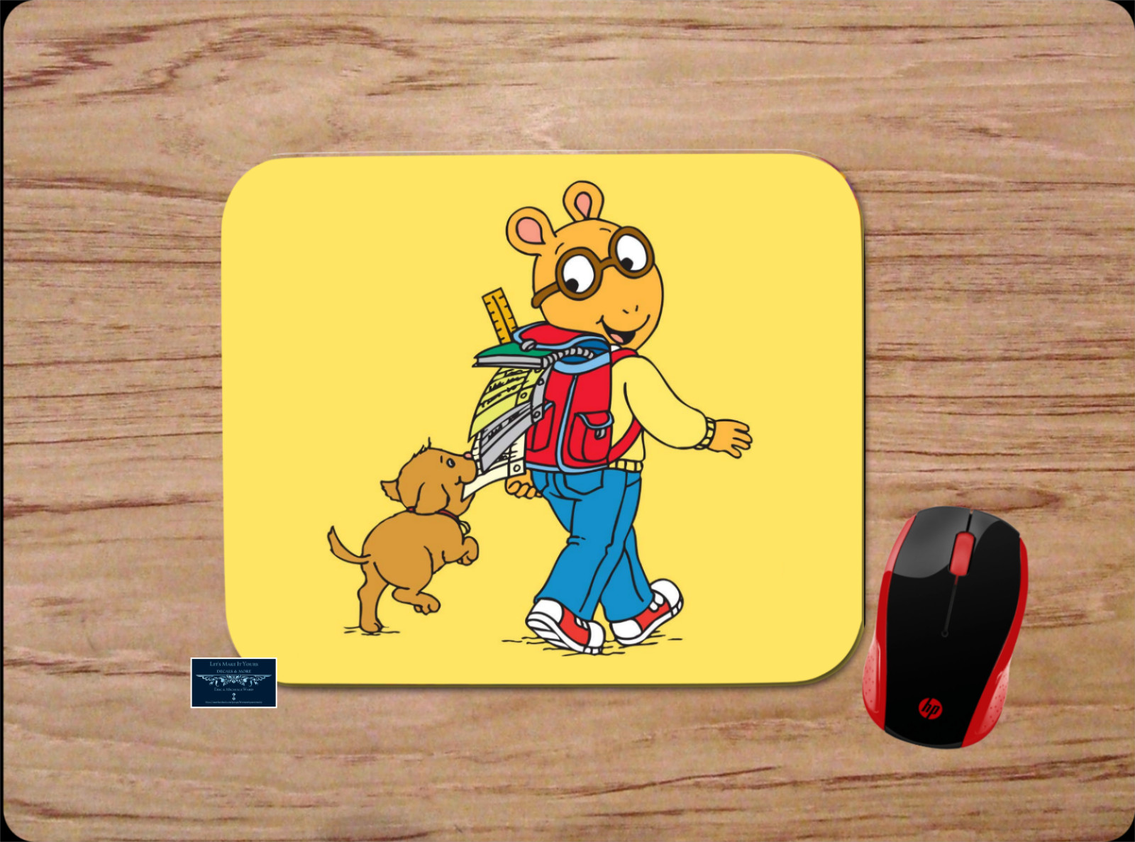 ARTHUR & PUPPY PBS KIDS CARTOON INSPIRED YELLOW PC MOUSE PAD DESK MAT NONSLIP