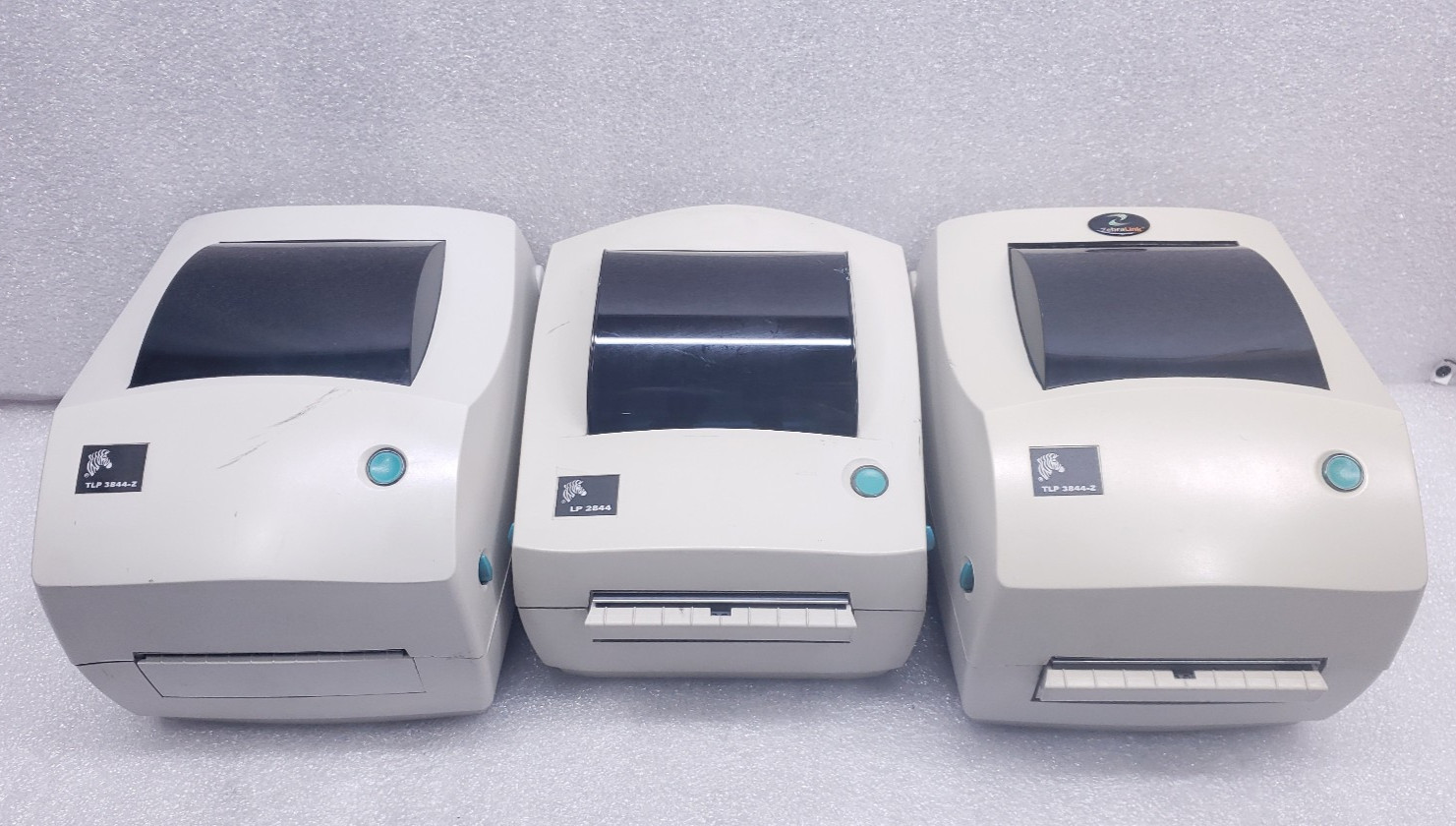 Lot 2 Zebra TLP 3844-Z Thermal Printer + Zebra LP2844 Thermal Printer [READ] #99