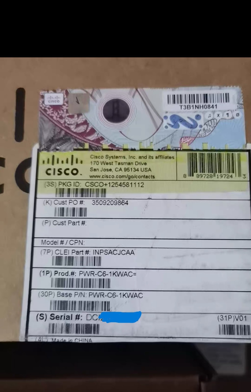 Cisco PWR-C6-1KWAC Catalyst 9000 Switch Power Supply 1KW AC Config 6 - Brand New