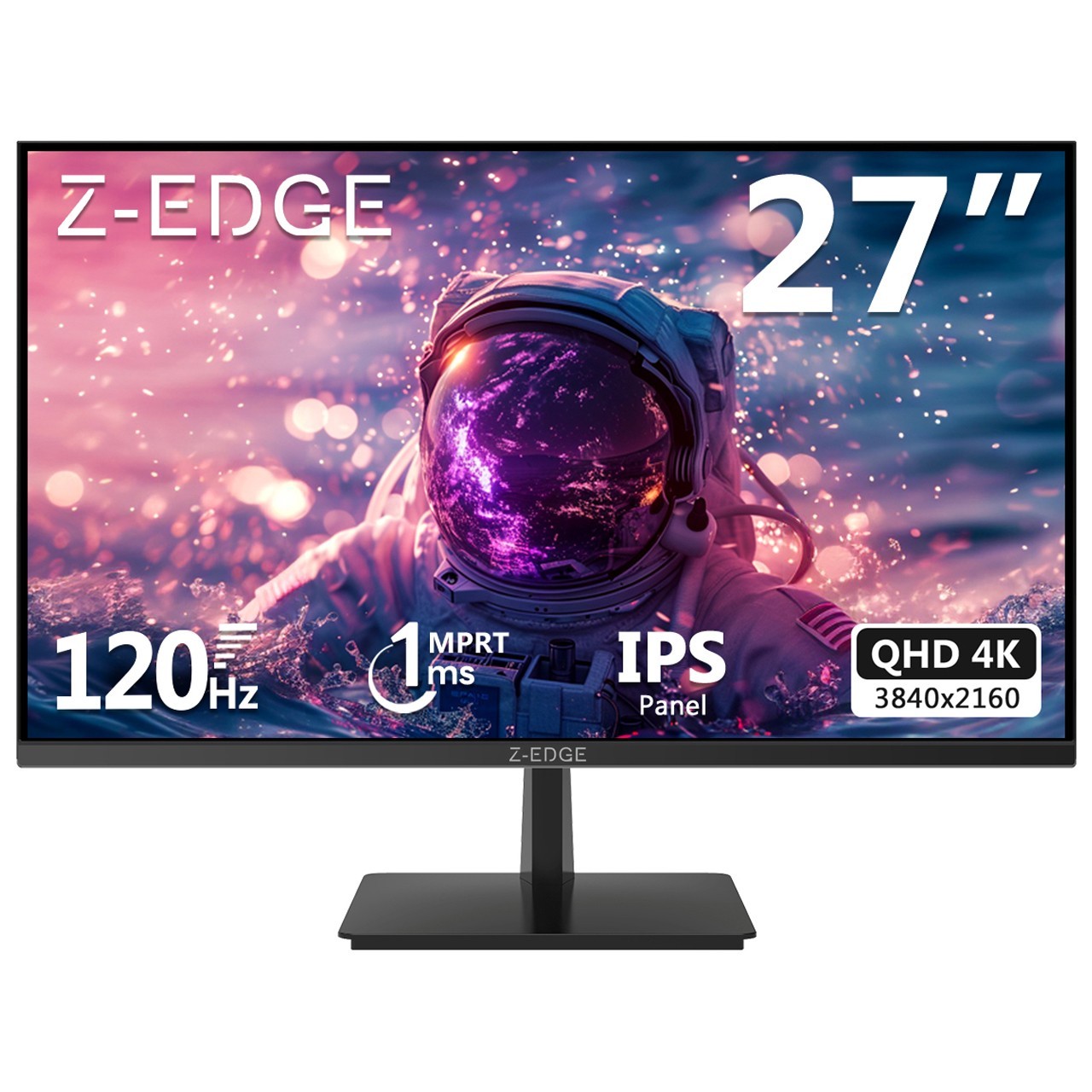 Z-EDGE 27" 4K 3840x2160 120Hz 1ms IPS Gaming Monitor, HDMI 2.1, DP 1.4, FreeSync