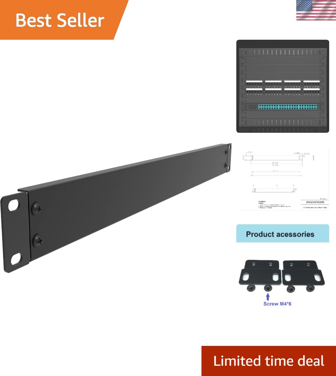 Black 1U Rack Mount Blank Panel - Sturdy Steel Design for Networking Protection