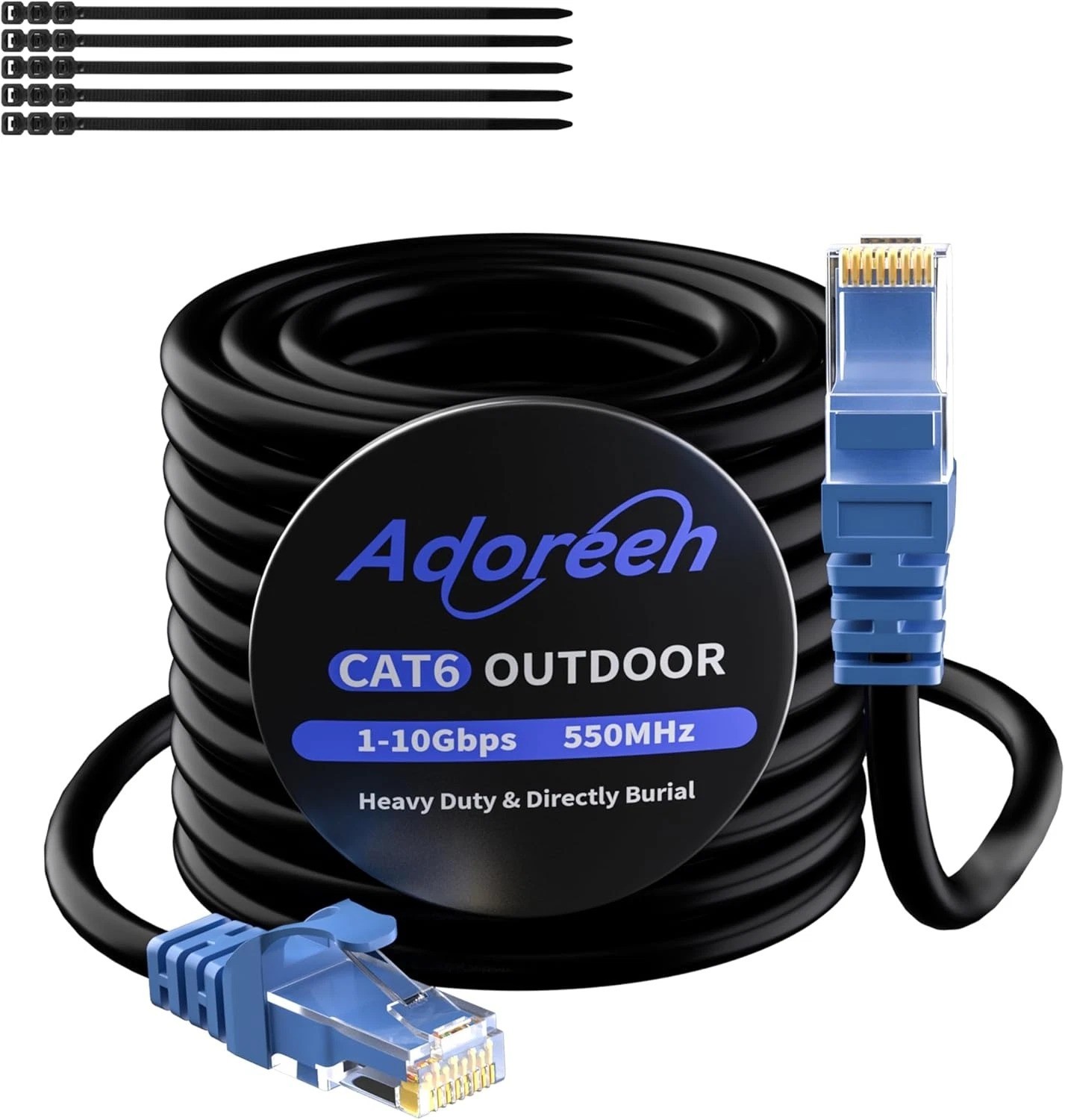 Cat 6 Outdoor Ethernet Cable 100 ft Adoreen Gbps Heavy Duty Internet Cable