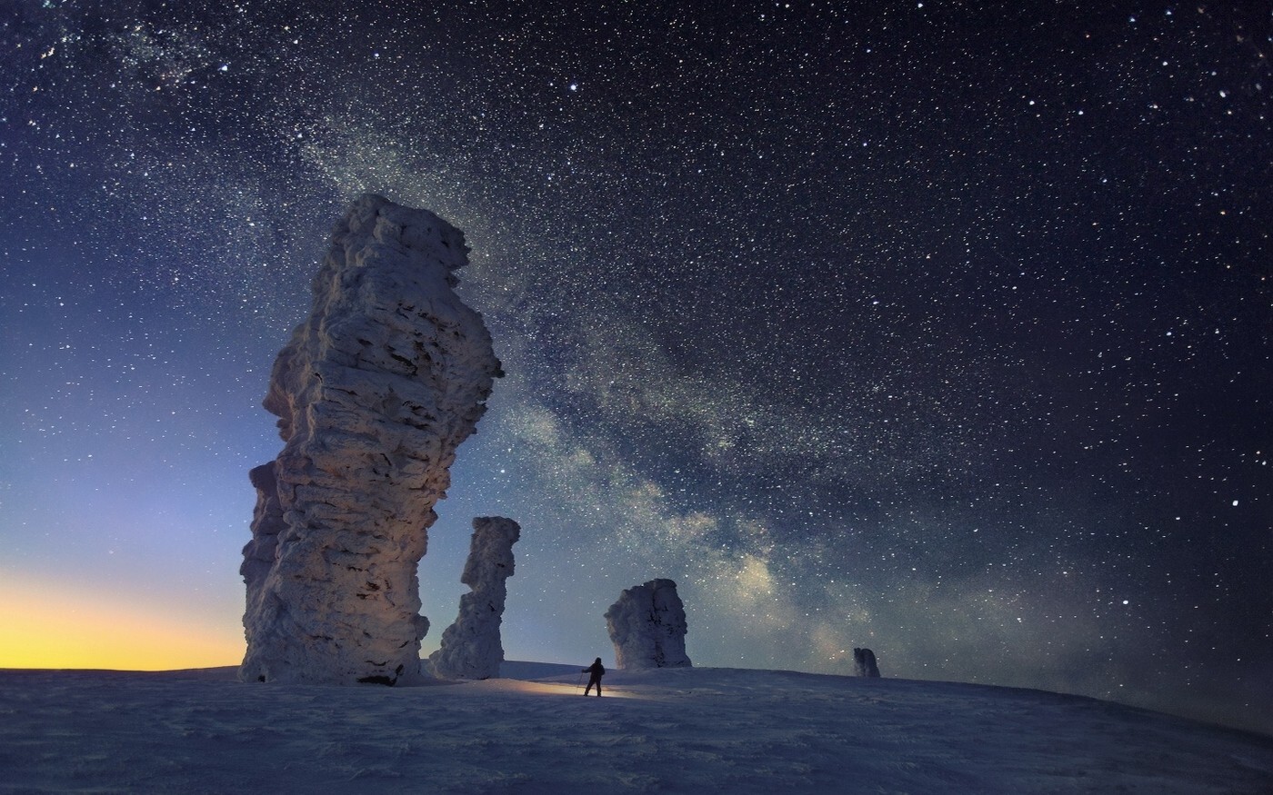 Landscape nature long exposure starry night milky way Custom Gaming Mat Desk