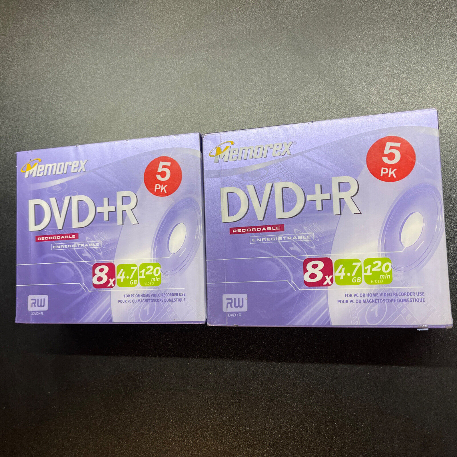 Lot of 2 Memorex DVD+R - 120 Minutes  4.7GB  5 Pack in Jewel Case