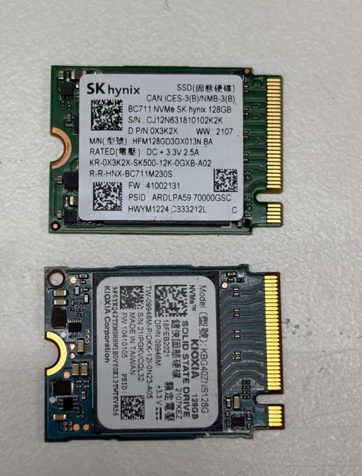 2 PACK  128GB SSD M.2 PCIE NVME 2230 Solid State Drive Major Brands, WD, Hynix