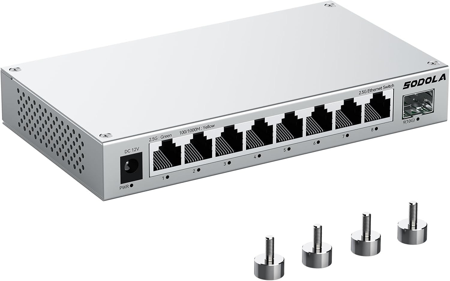 SODOLA 9-Port 2.5Gb Switch Unmanaged,8 x 2.5GBASE-T Ports,1X10G SFP+,Aluminum Al