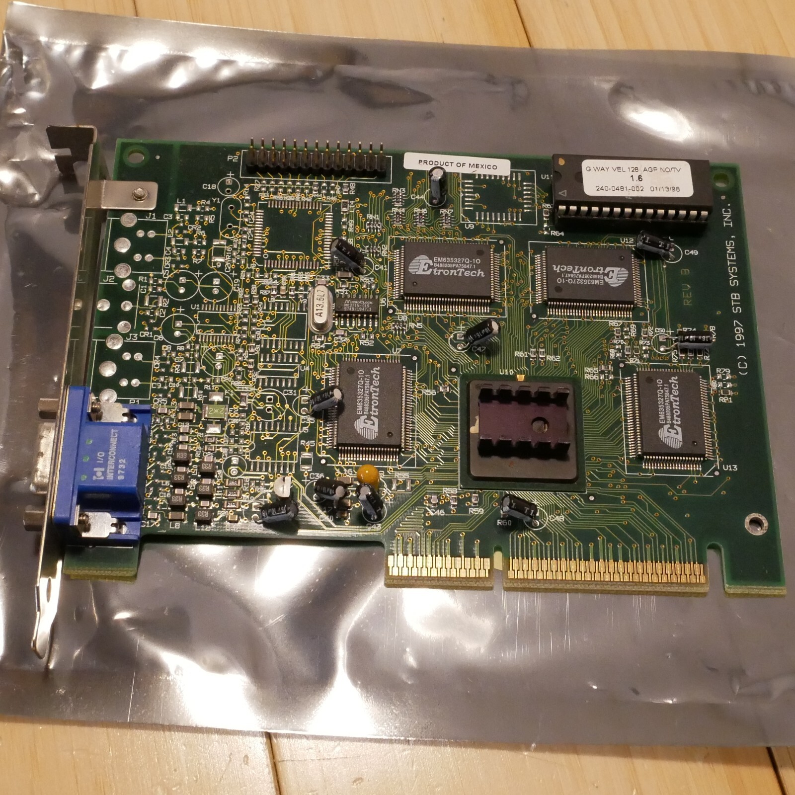 STB Systems Velocity 128 AGP VGA Video Card 210-0275-00X 1X0-0554-305 -Tested 06