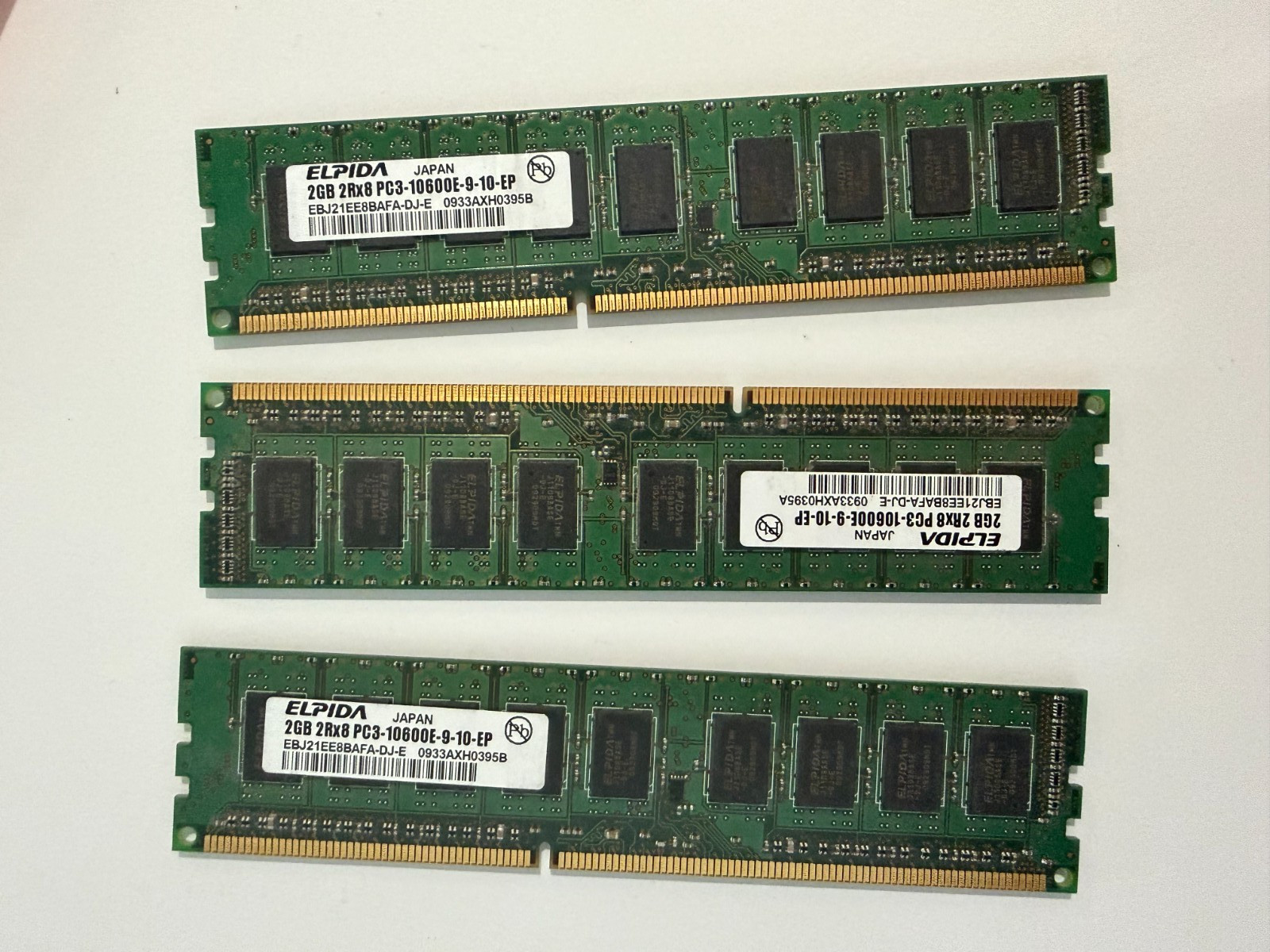 6GB (3x2GB) Elpida DDR3 RAM PC3-10600E ECC Unbuffered 1333MHz | Tested & Working