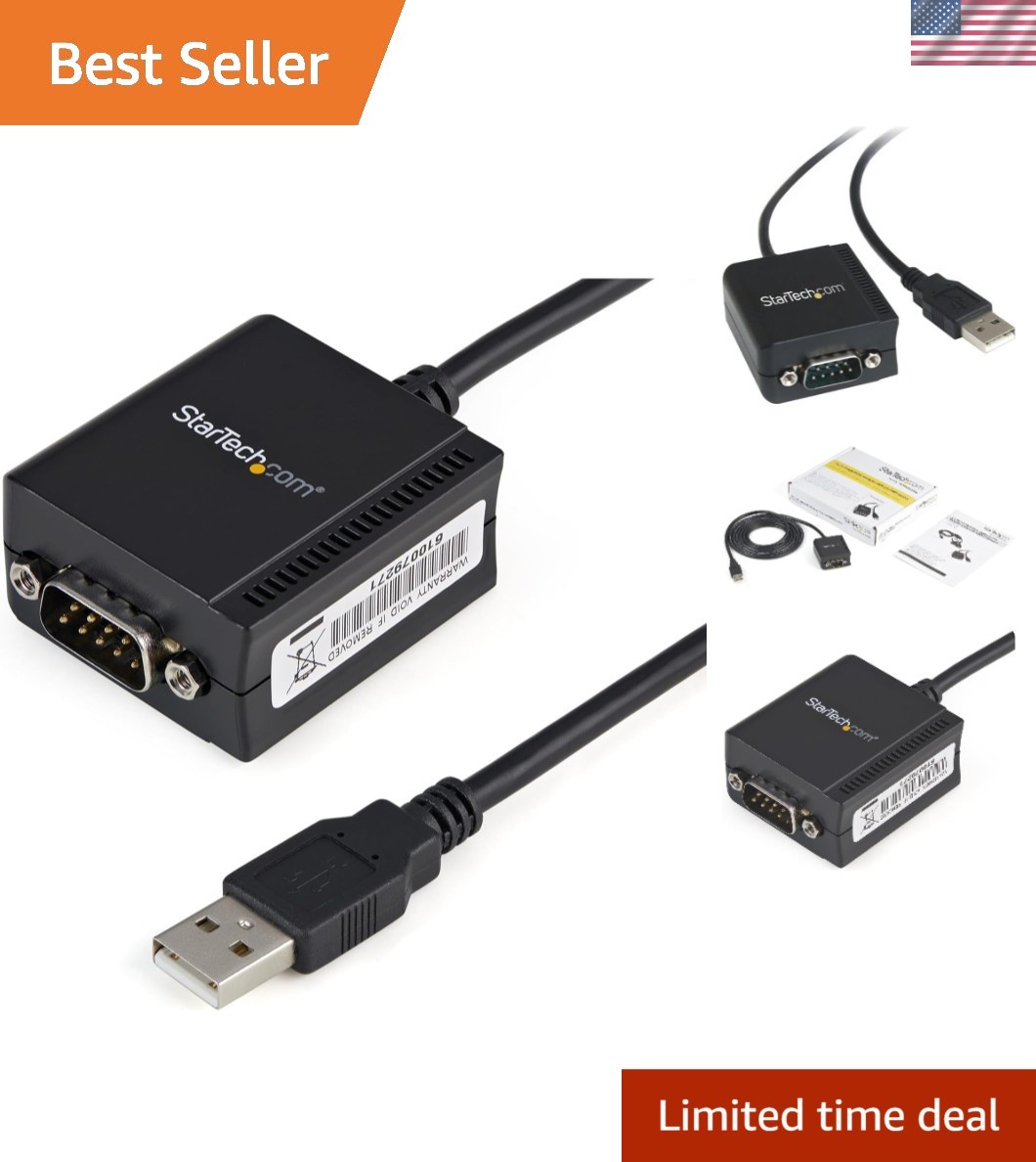 StarTech 6ft 1-Port FTDI USB to Serial RS232 Adapter, TAA ICUSB2321F