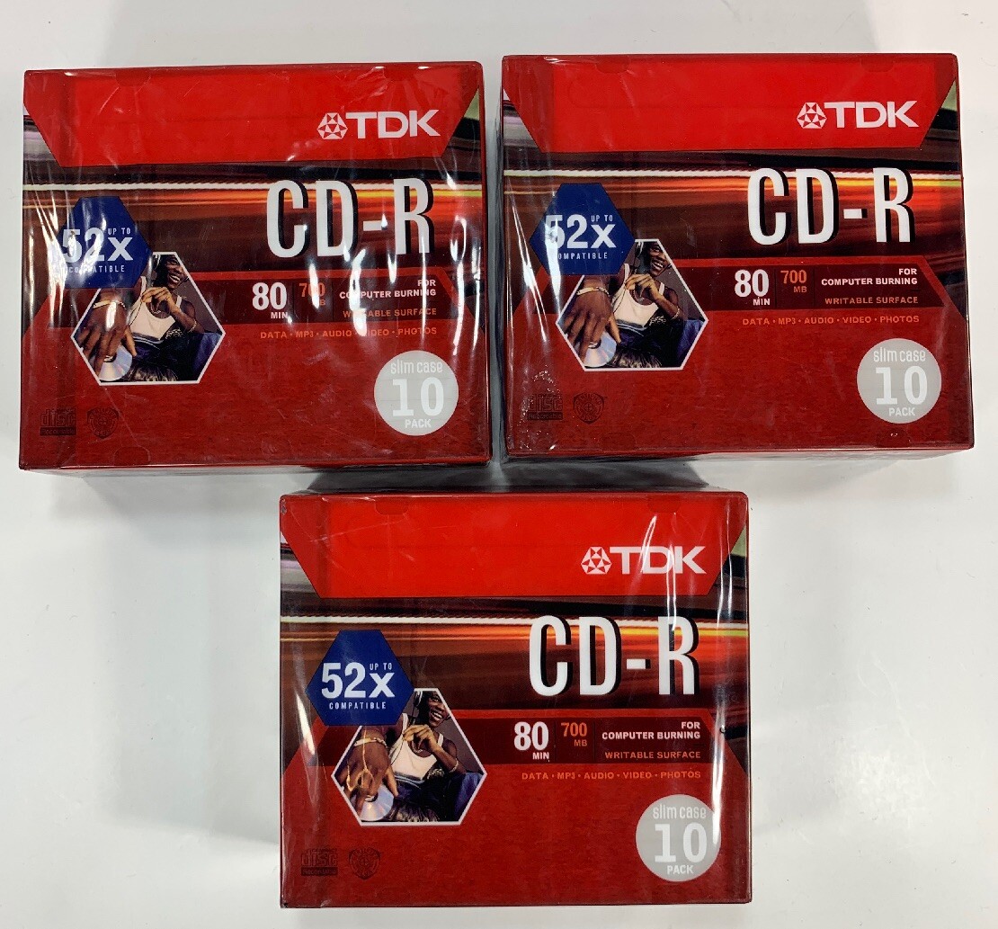 TDK CD-R Data Computer Burning 80Min 700MB 48X Slim Case 30 cds NEW Sealed