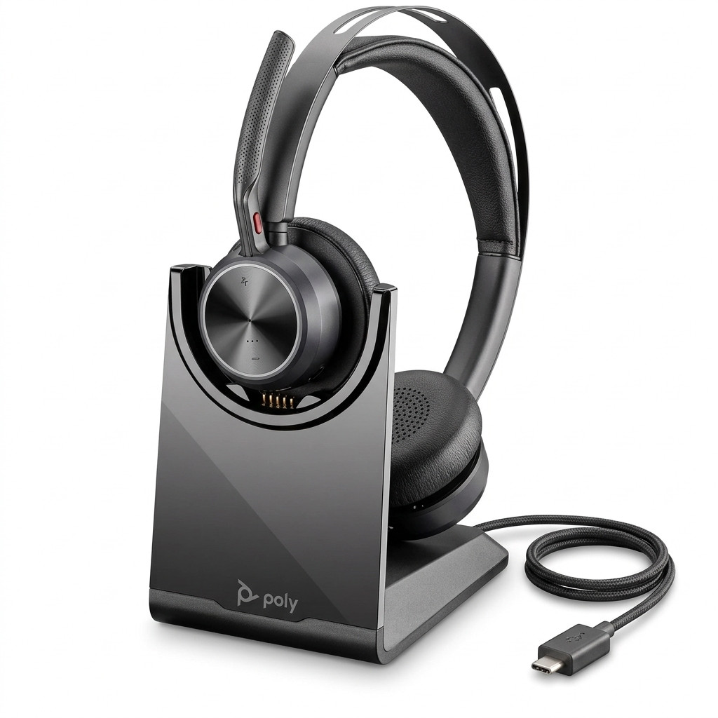 HP Poly Voyager Focus 2 Wireless Stereo Headset USB-C ANC Charging Stand 8G114AA