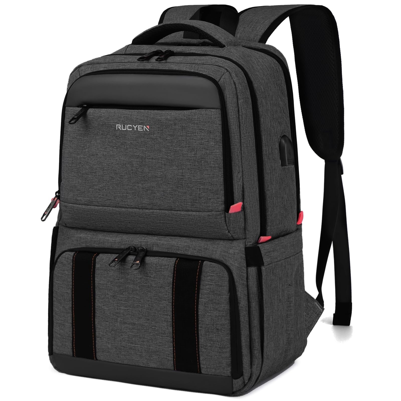 RUCYEN Lunch Backpack, 17.3 Inch Large Backpack inch, Black 
