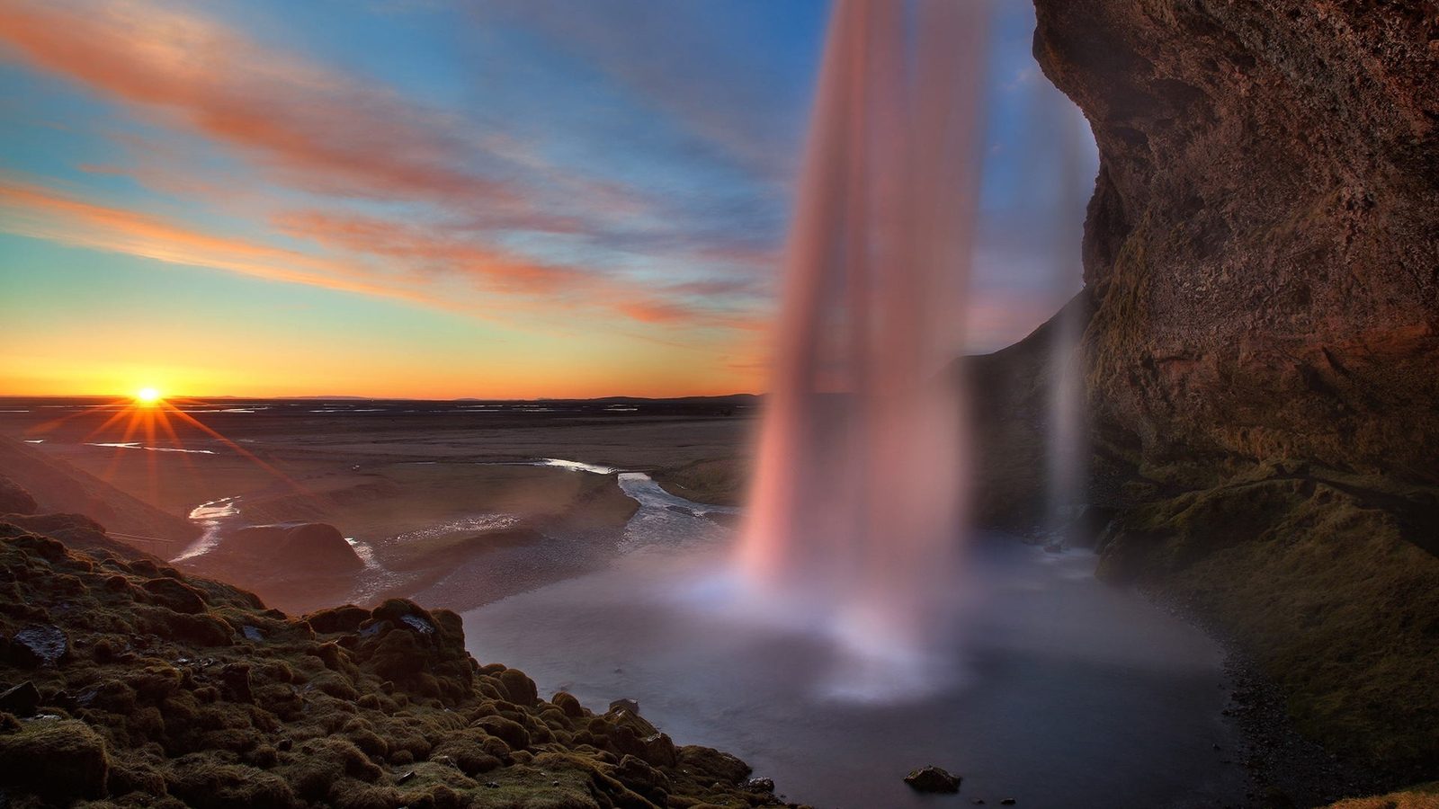 Landscape sunrise waterfall nature Custom Gaming Mat Desk
