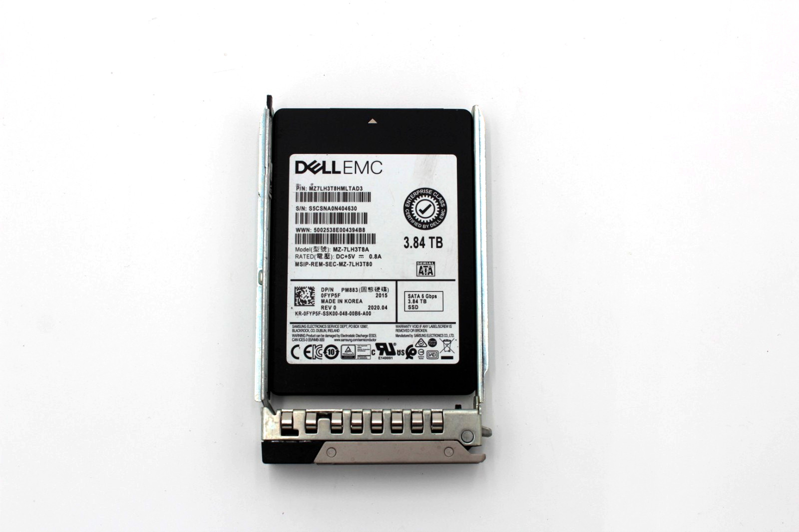 Dell EMC 3.84TB SATA 6Gb/s 2.5" Enterprise SSD w/ Tray FYP5F MZ-7LH3T8A