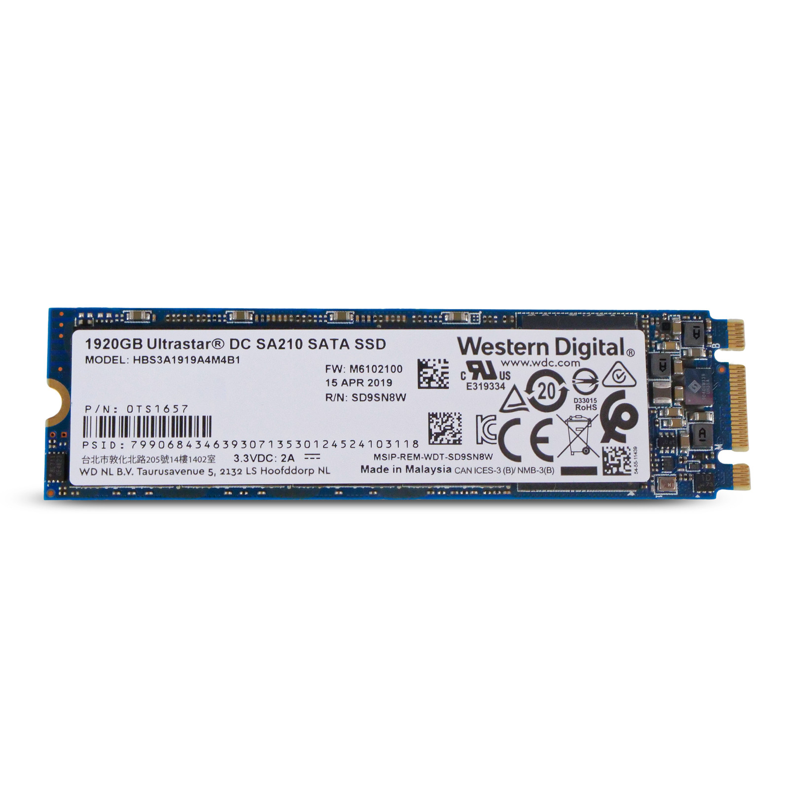 WD DC SA210 1.92TB HBS3A1919A4M4B1 0TS1657 SATA 6Gb/s 3D TLC M.2 2280 SSD