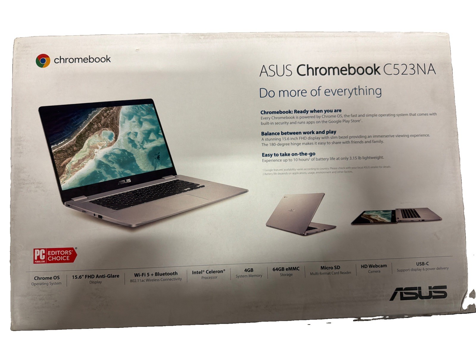 ASUS C523n 1.1 GHz 15" 32gb SSD 4gb RAM Celeron Chromebook