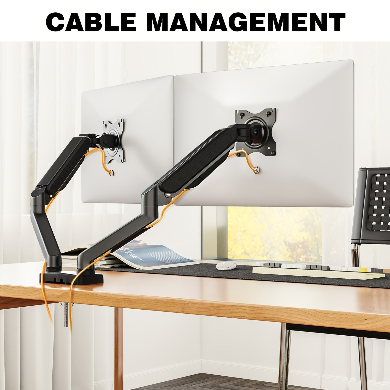 Rfiver Dual Monitor Stand Arms for 17-32 Inch, Gas Spring Full Motion Arm,22 lbs