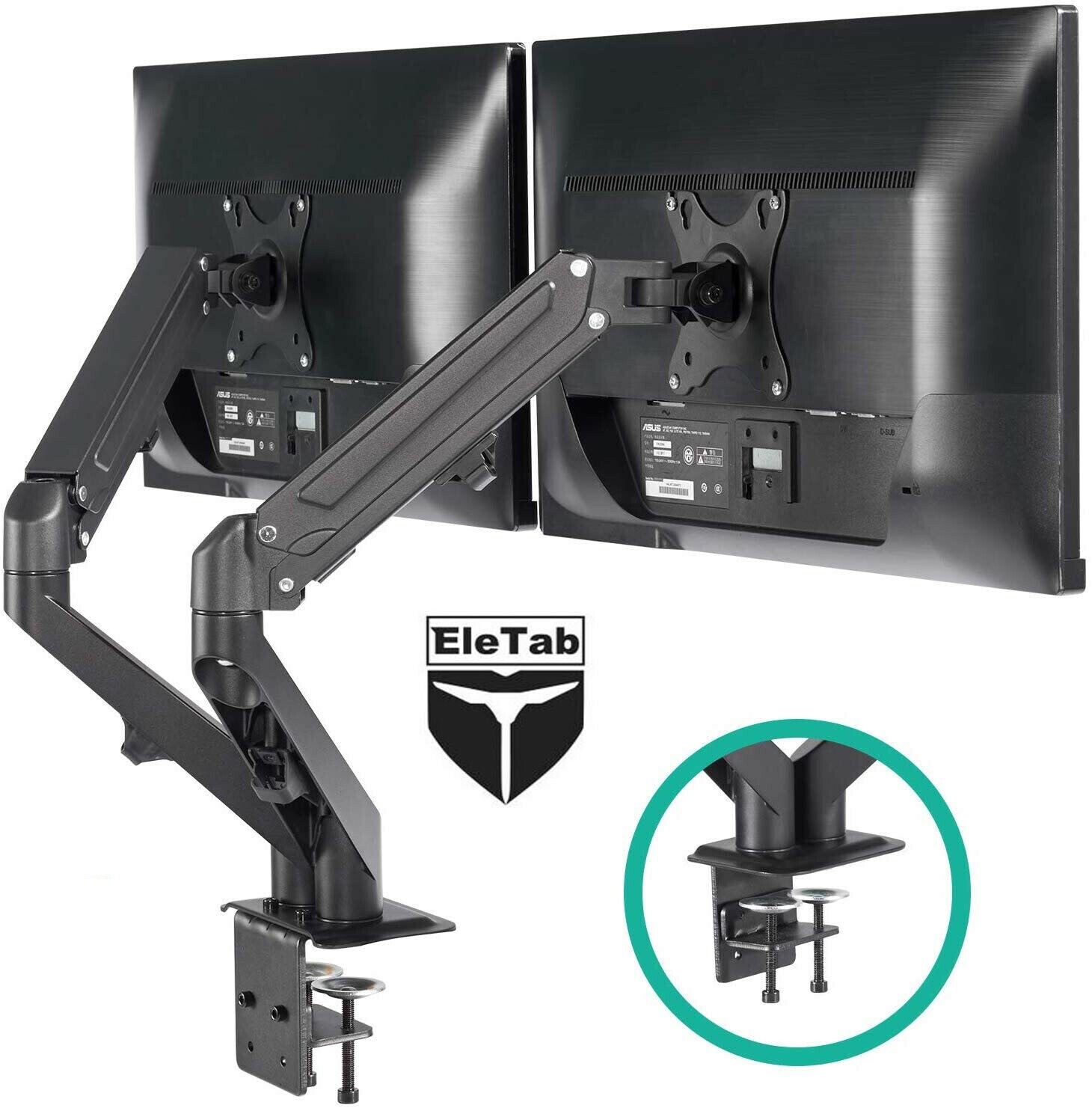 EleTab M07-2 Dual Arm Monitor Stand - Height Adjustable Monitor Desk Mount LM02