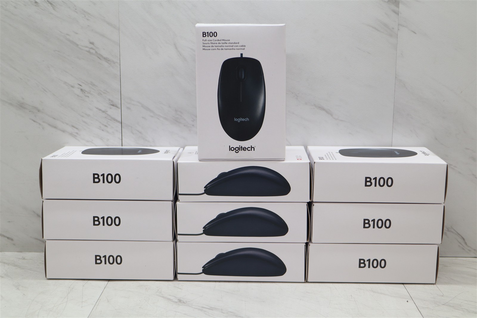 10 LOT - NEW Logitech Optical USB Black Mouse Ambidextrous Wired Office