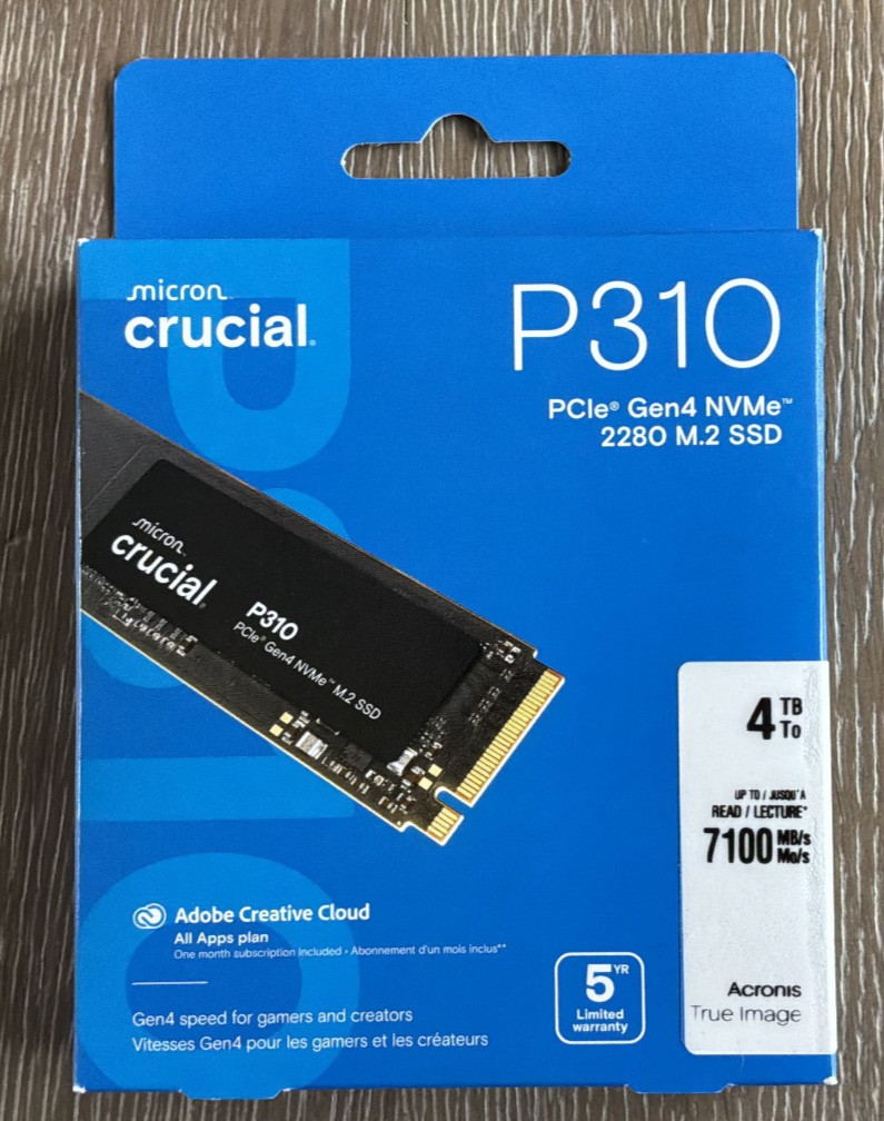 BRAND NEW CT4000P310SSD8 Crucial P310 4TB PCI Express 4.0 x4 NVMe M.2 2280 SSD