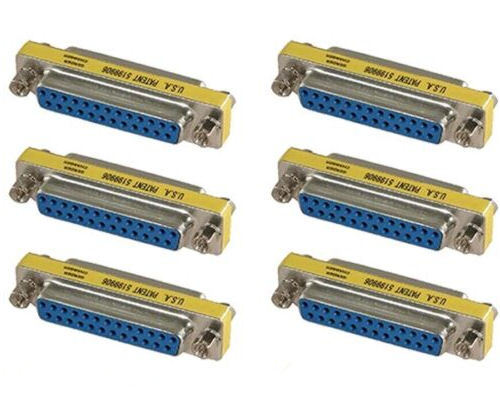 6 PCS DB25 25-Pin Serial Female to Female Mini Gender Changer Coupler Adapter