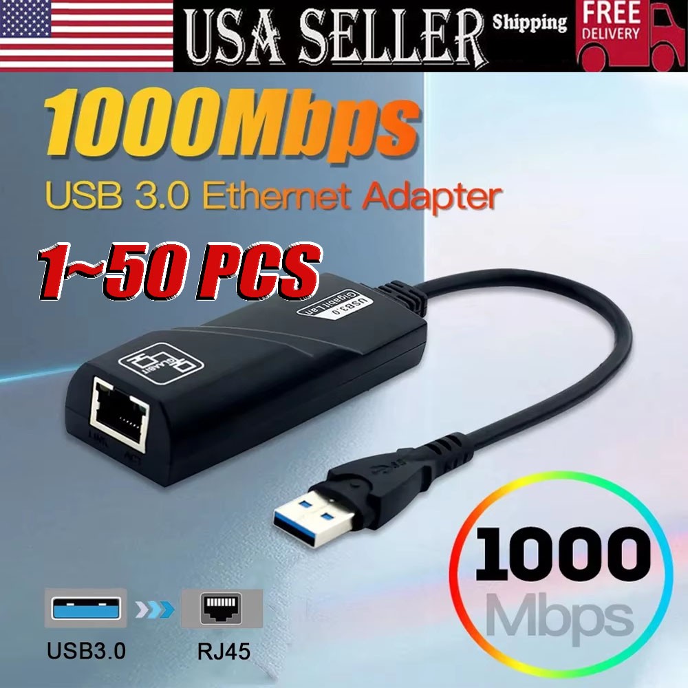 USB 3.0 Gigabit Ethernet LAN RJ45 1000Mbps Network Adapter For Windows PC LOT