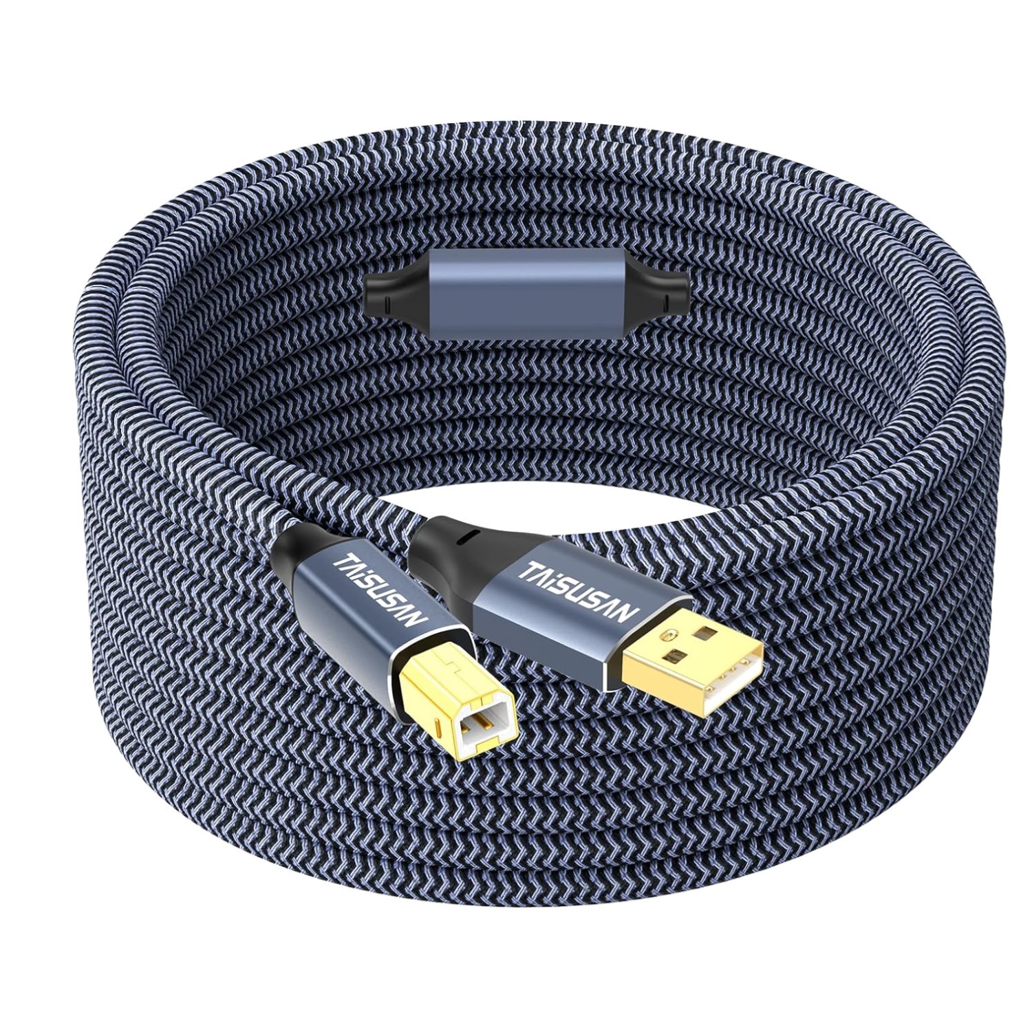 40ft USB Printer Cable for Keyboard, MacBook - Gray