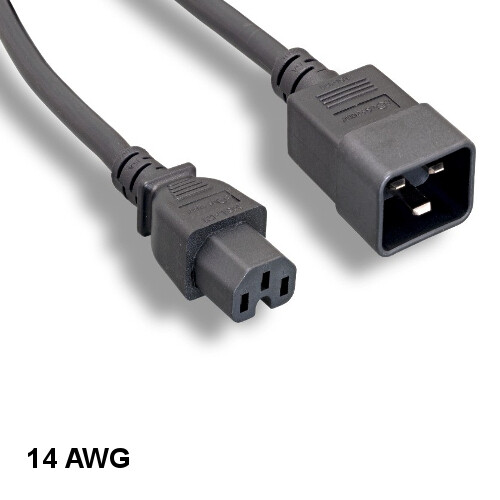 1 feet 14AWG AC Power Cable IEC-60320 C15 to C20 15A/300V SJT Network PDU UPS