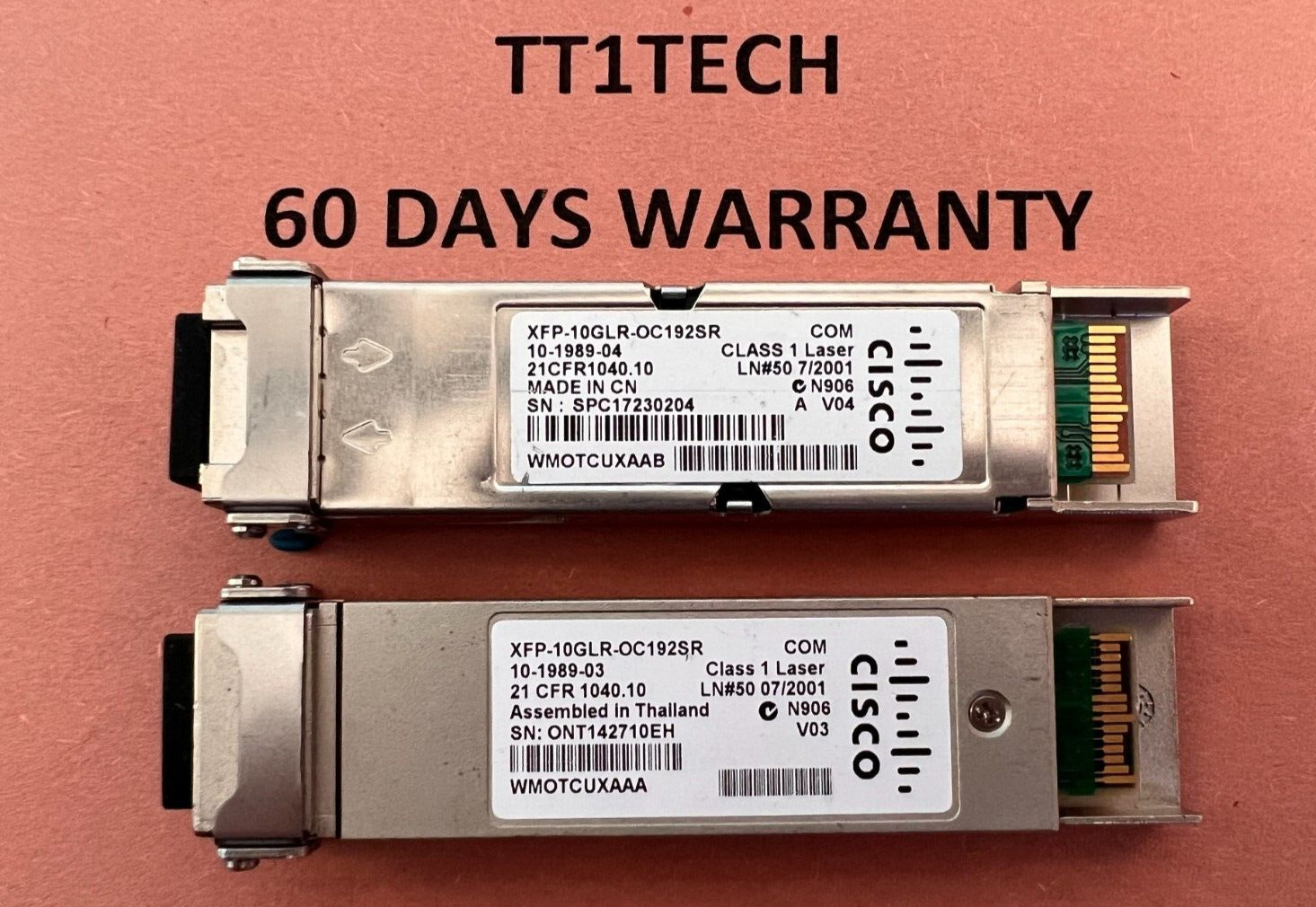 1pc of Cisco XFP10GLR-192SR-L 10GBASE-LR/-LW and OC-192/STM-64 SR-1 XFP